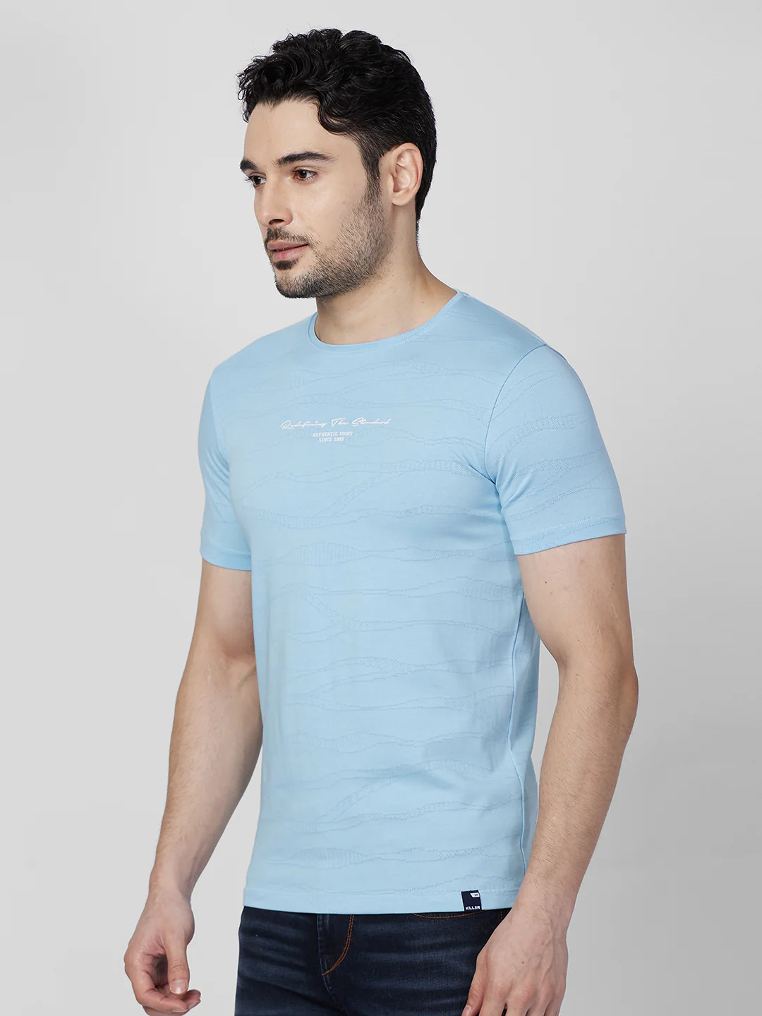 Killer Men Light Blue Printed Slim Fit T-Shirts - Image 6