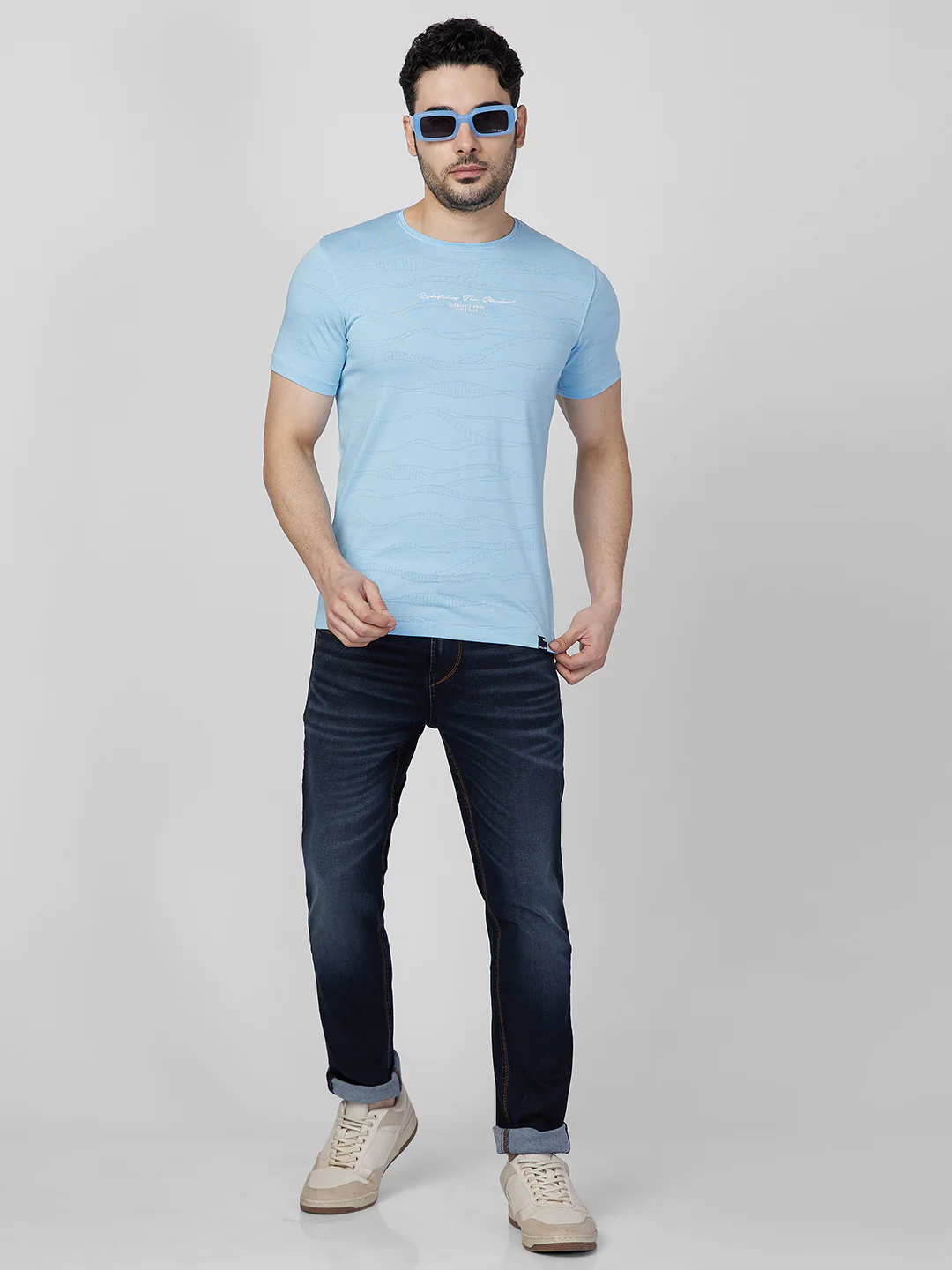 Killer Men Light Blue Printed Slim Fit T-Shirts - Image 8