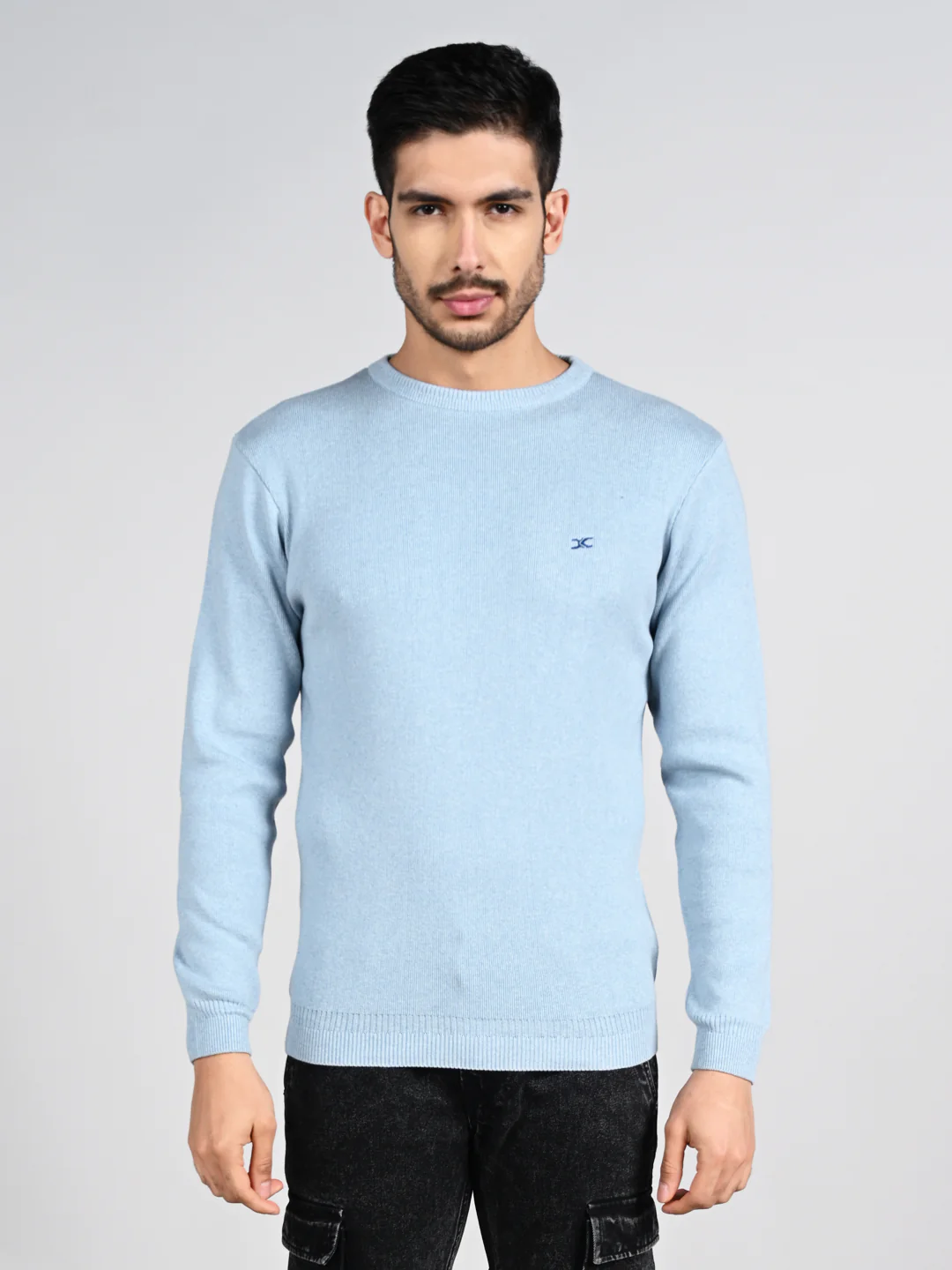 Killer Men Round Neck Light Blue Sweaters - Image 4