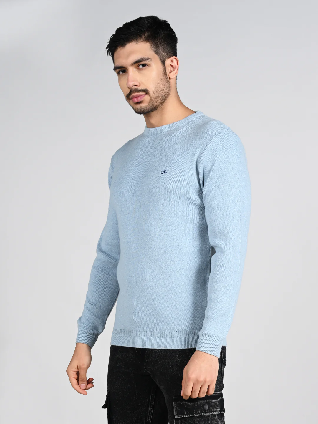 Killer Men Round Neck Light Blue Sweaters - Image 6