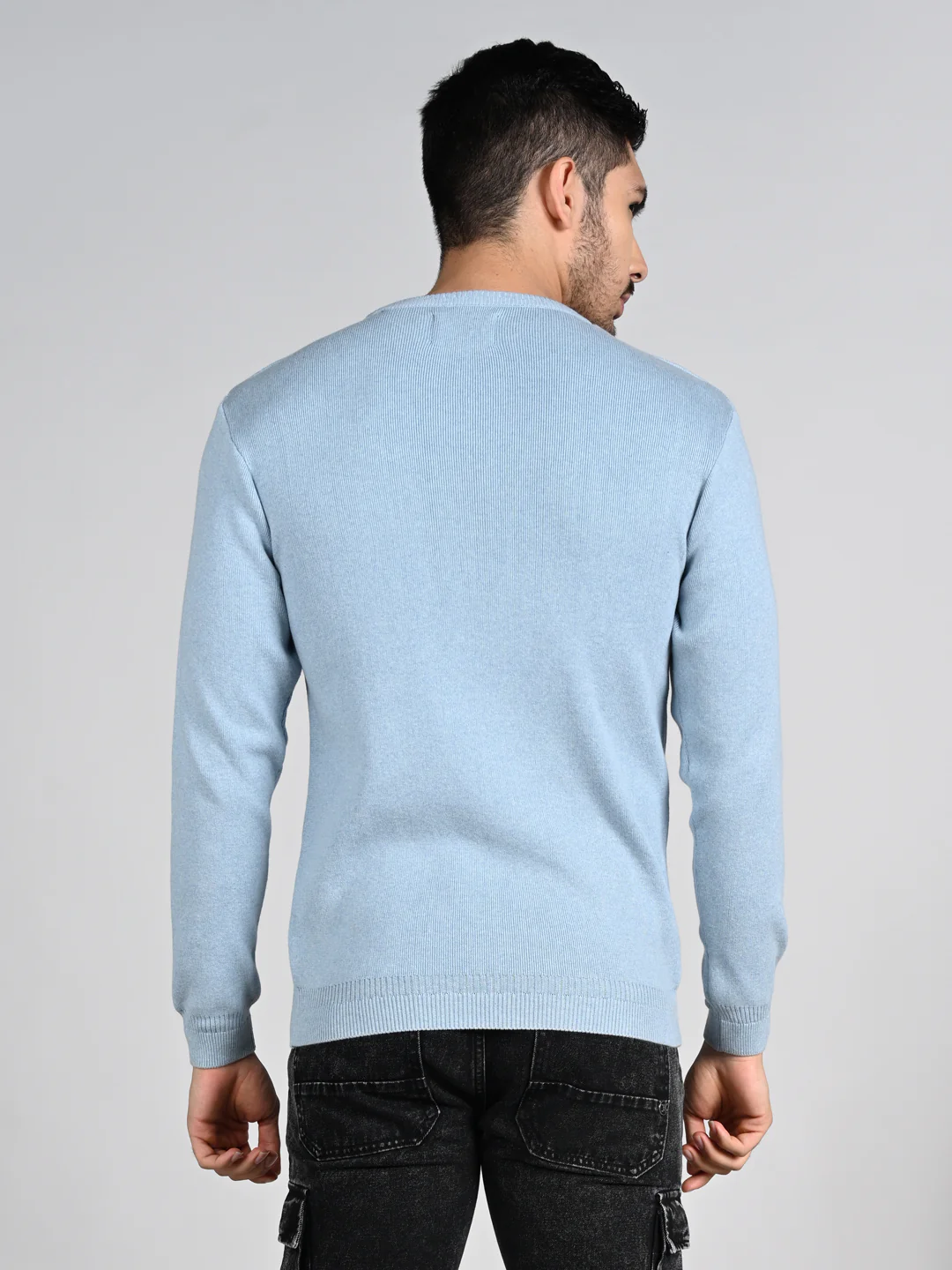 Killer Men Round Neck Light Blue Sweaters - Image 7