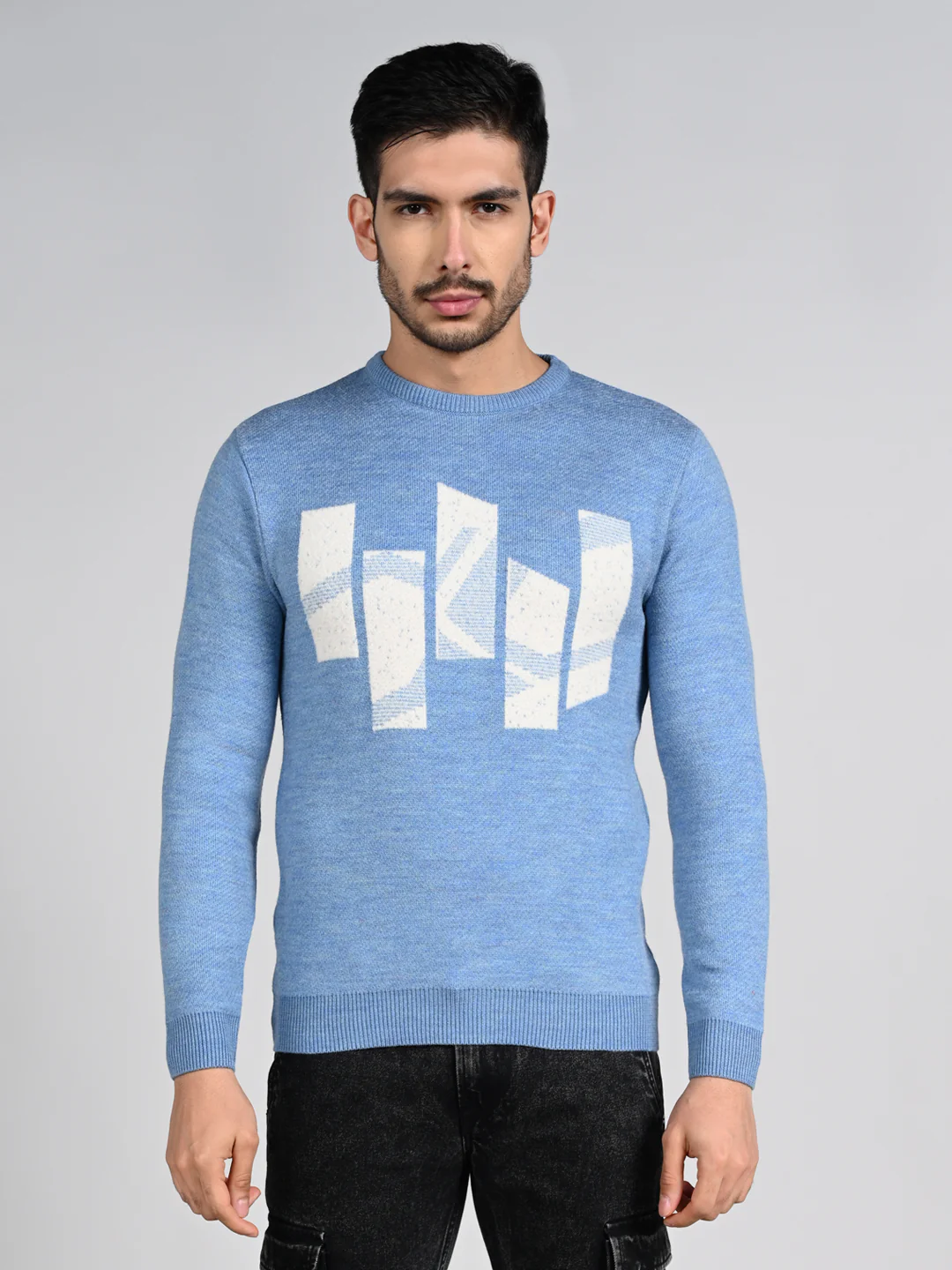 Killer Men Round Neck Light Blue Sweaters - Image 4