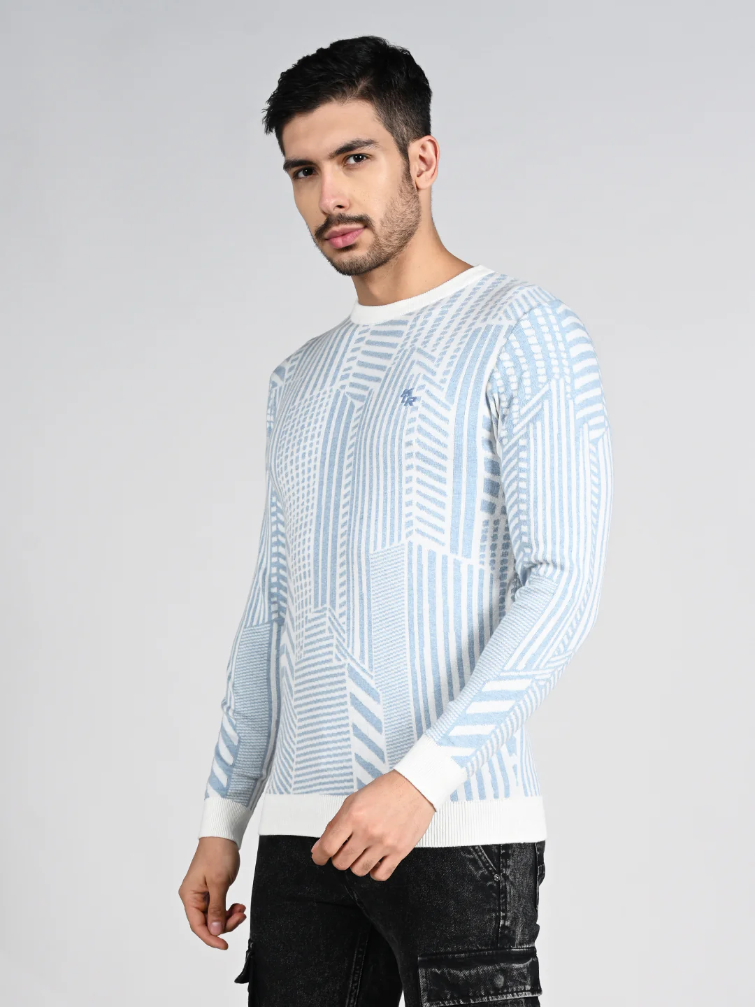 Killer Men Round Neck Light Blue Sweaters - Image 6