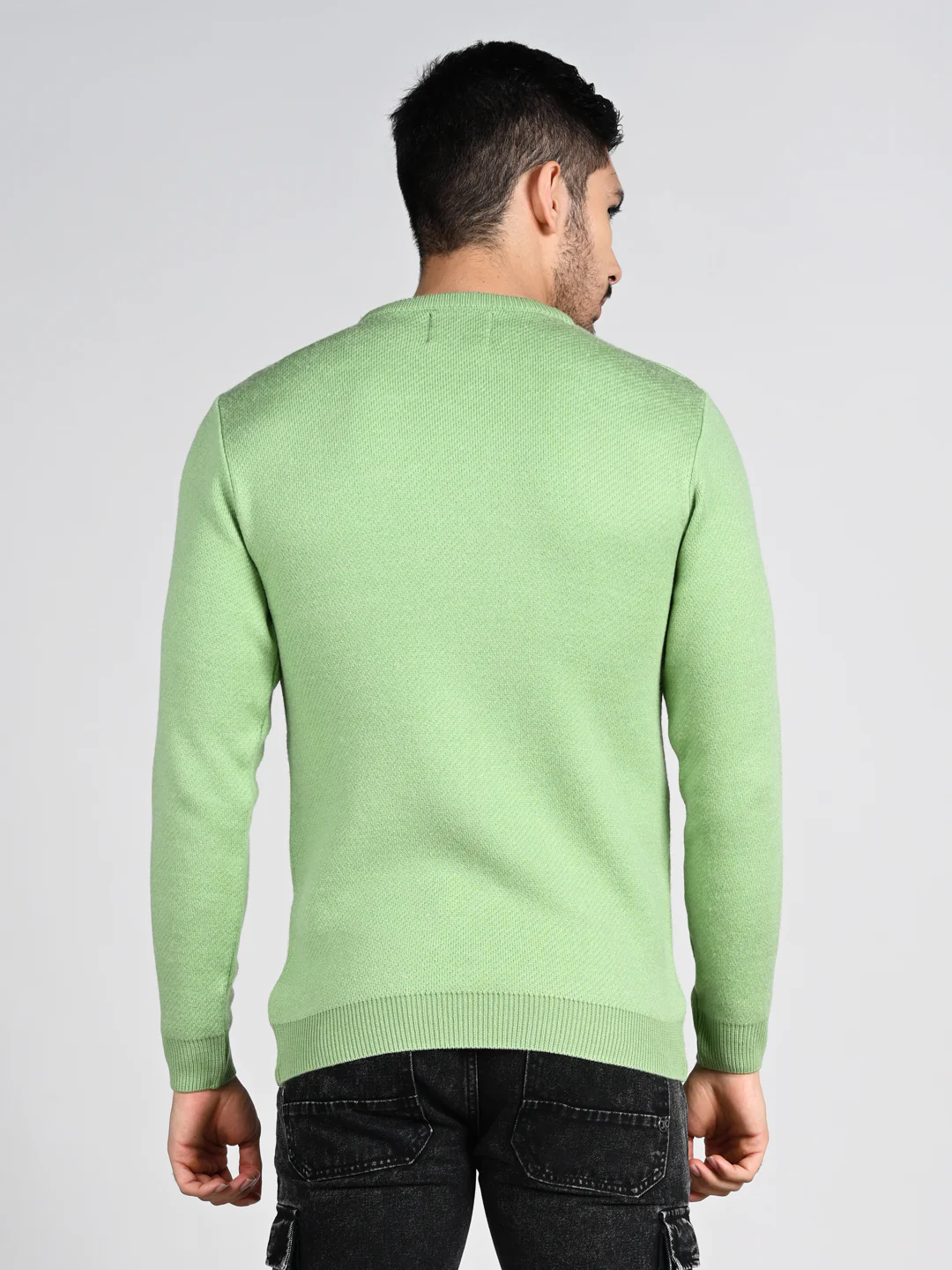 Killer Men Round Neck Light Green Sweaters - Image 7
