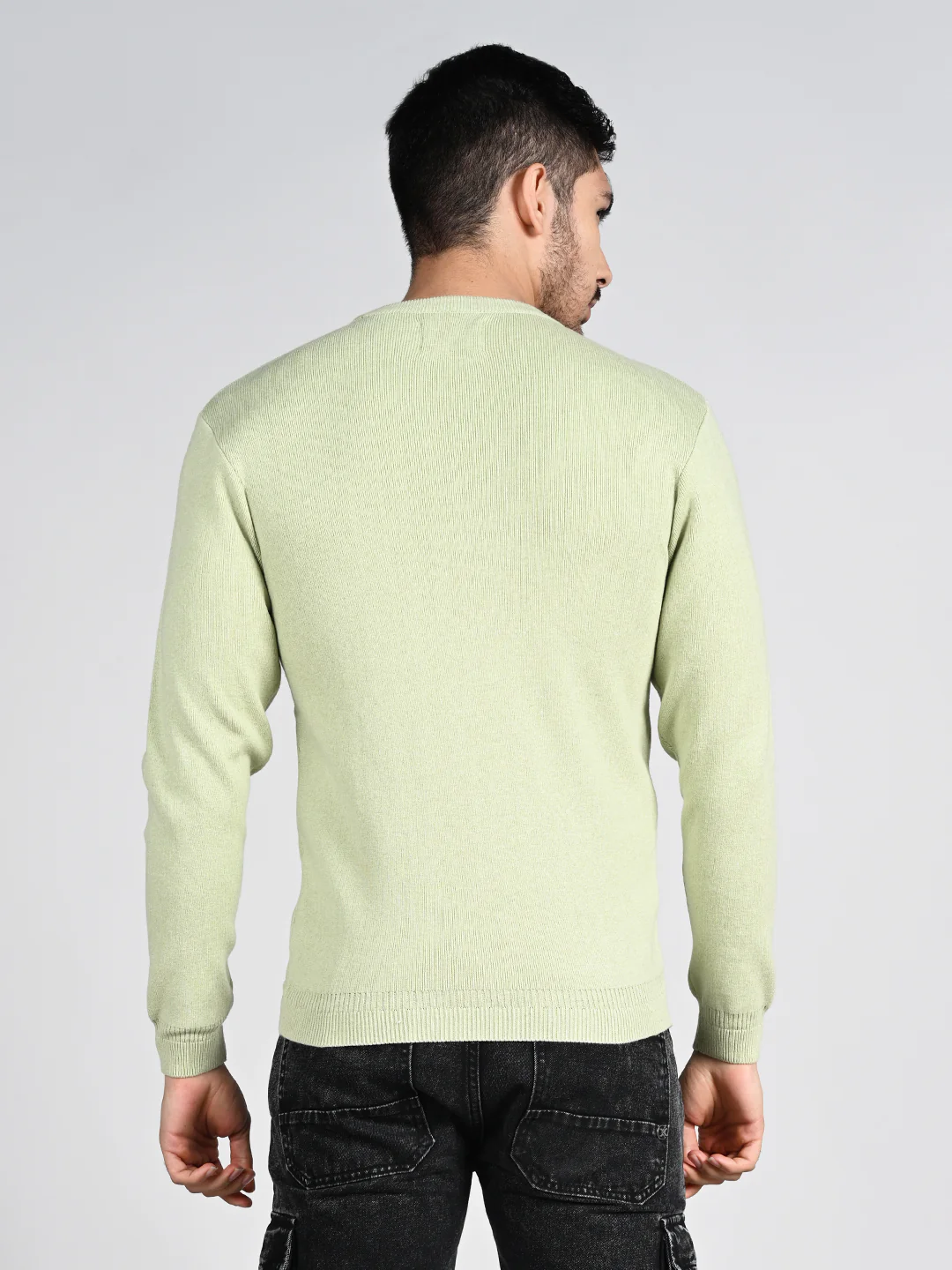 Killer Men Round Neck Light Green Sweaters - Image 7