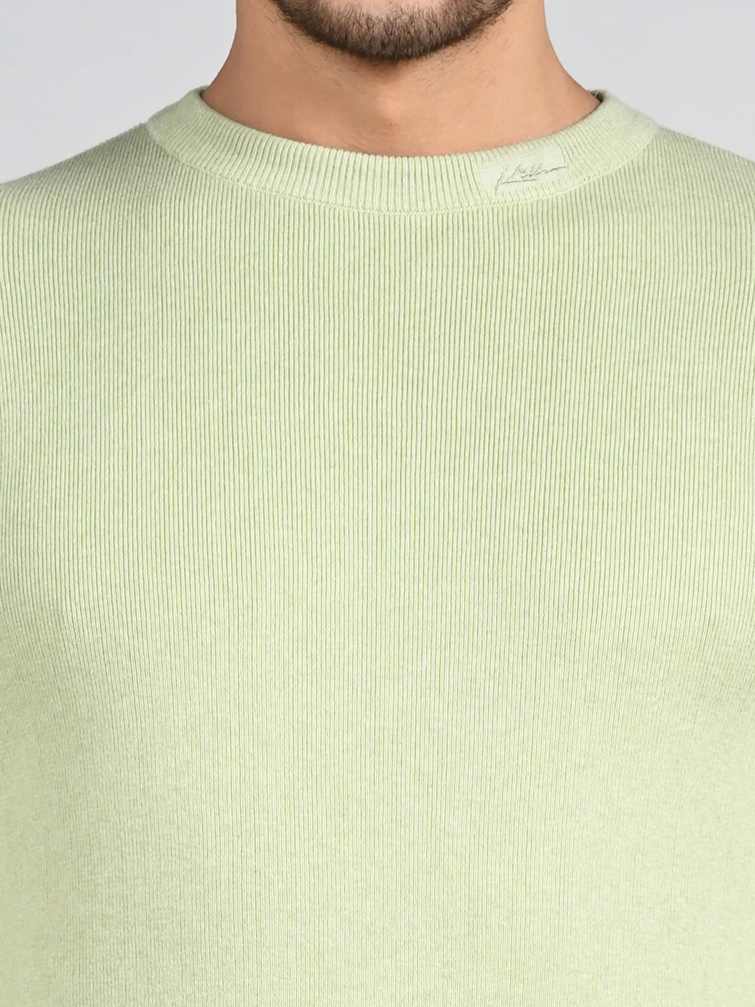 Killer Men Round Neck Light Green Sweaters - Image 8