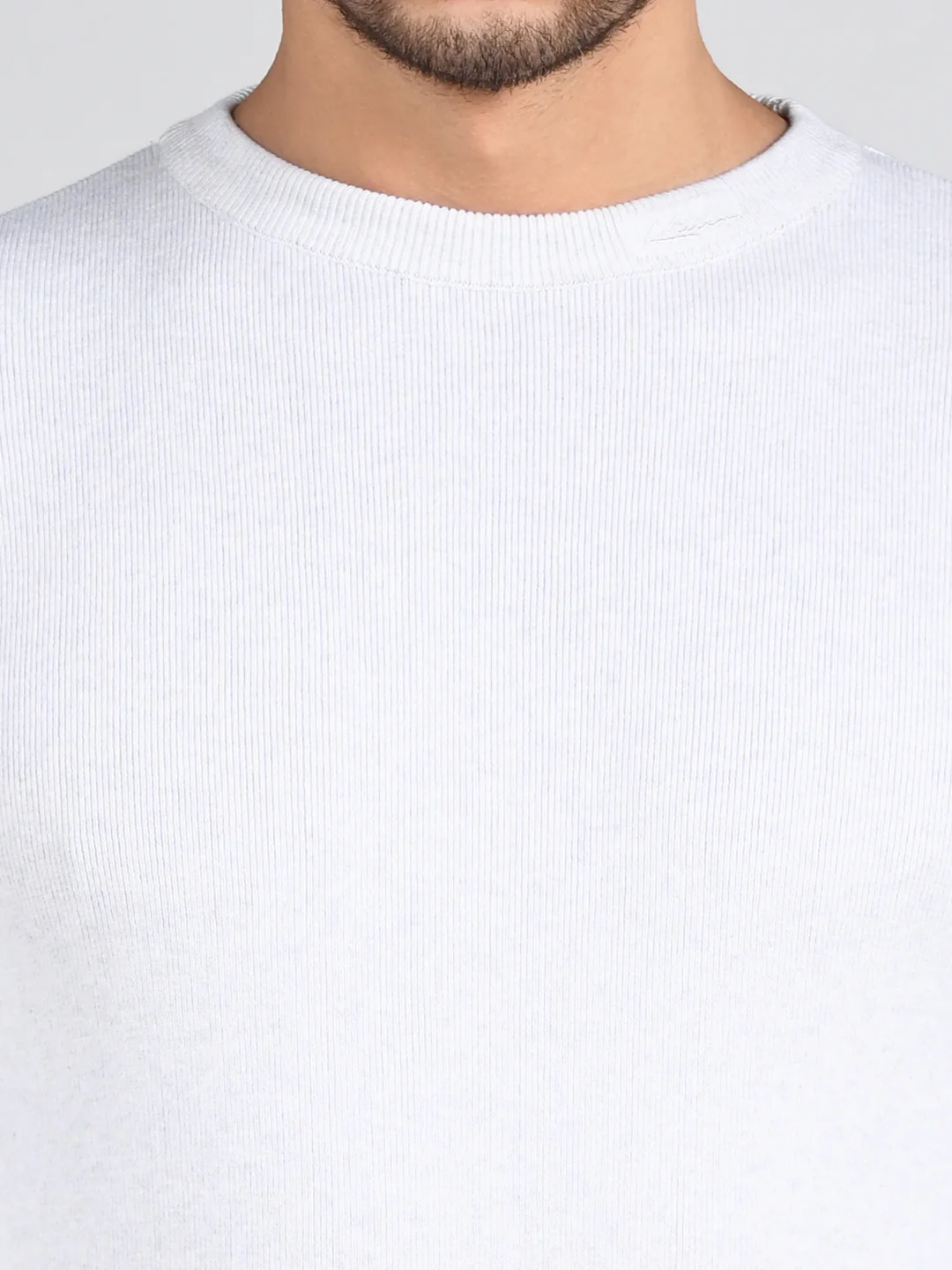 Killer Men Round Neck Light Grey Sweaters - Image 8