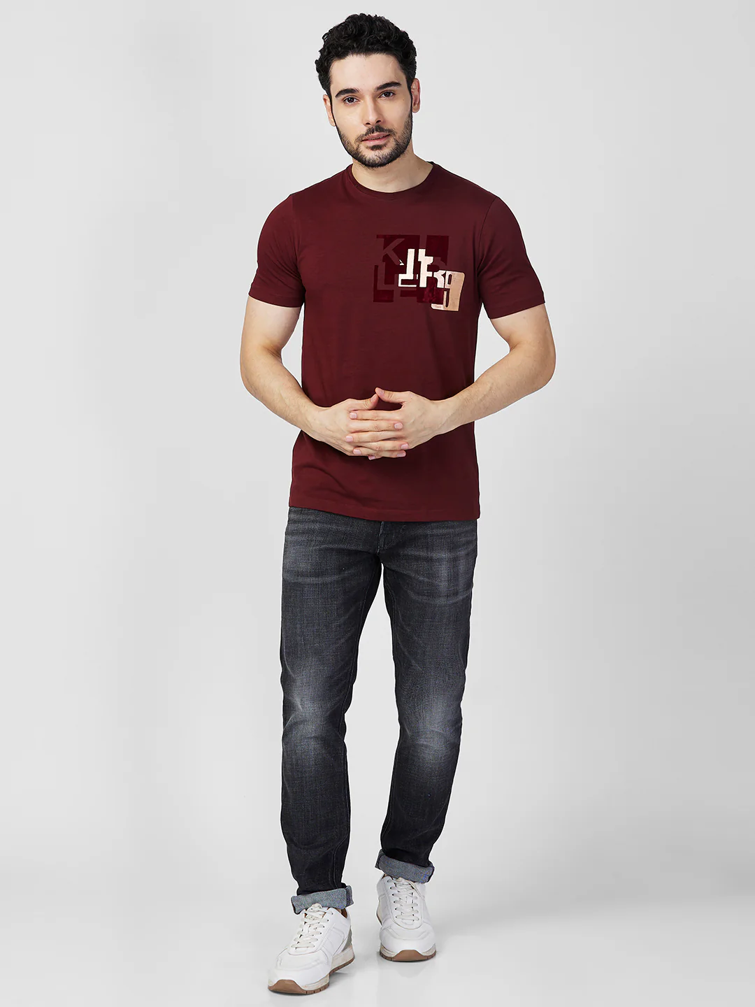 Killer Men Maroon Printed Slim Fit T-Shirts - Image 4