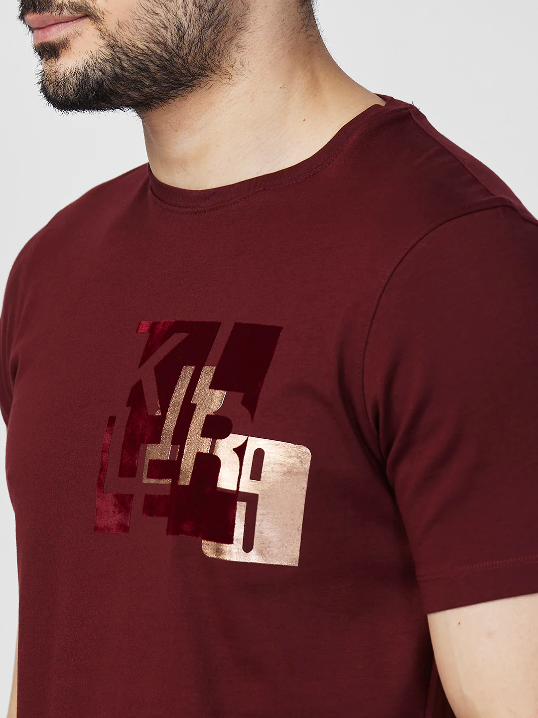 Killer Men Maroon Printed Slim Fit T-Shirts - Image 7