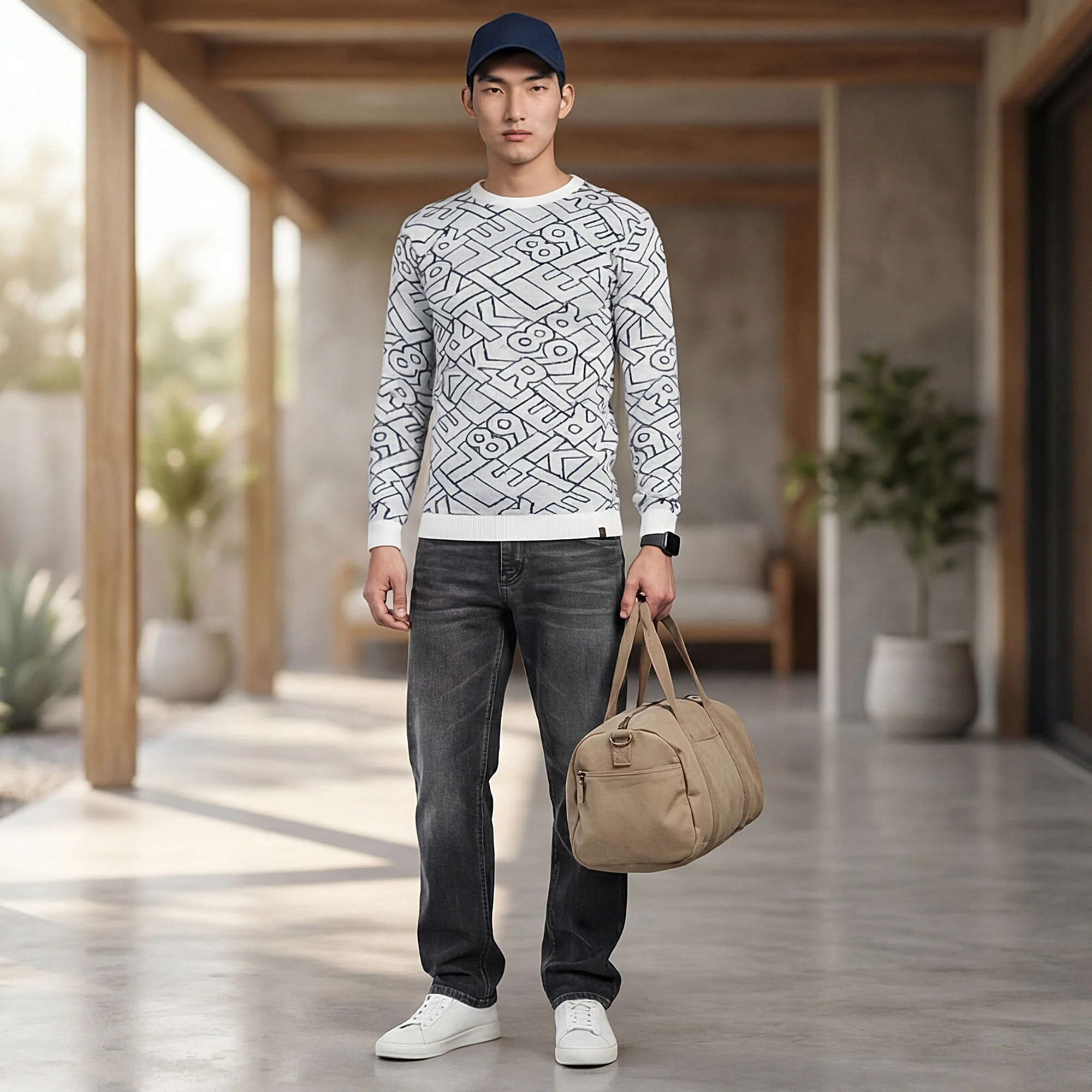Killer Men Round Neck Off White Sweaters