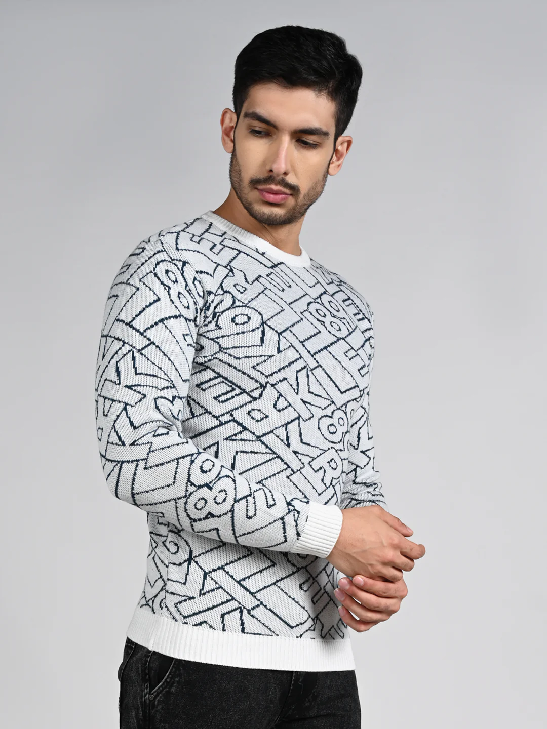 Killer Men Round Neck Off White Sweaters - Image 5
