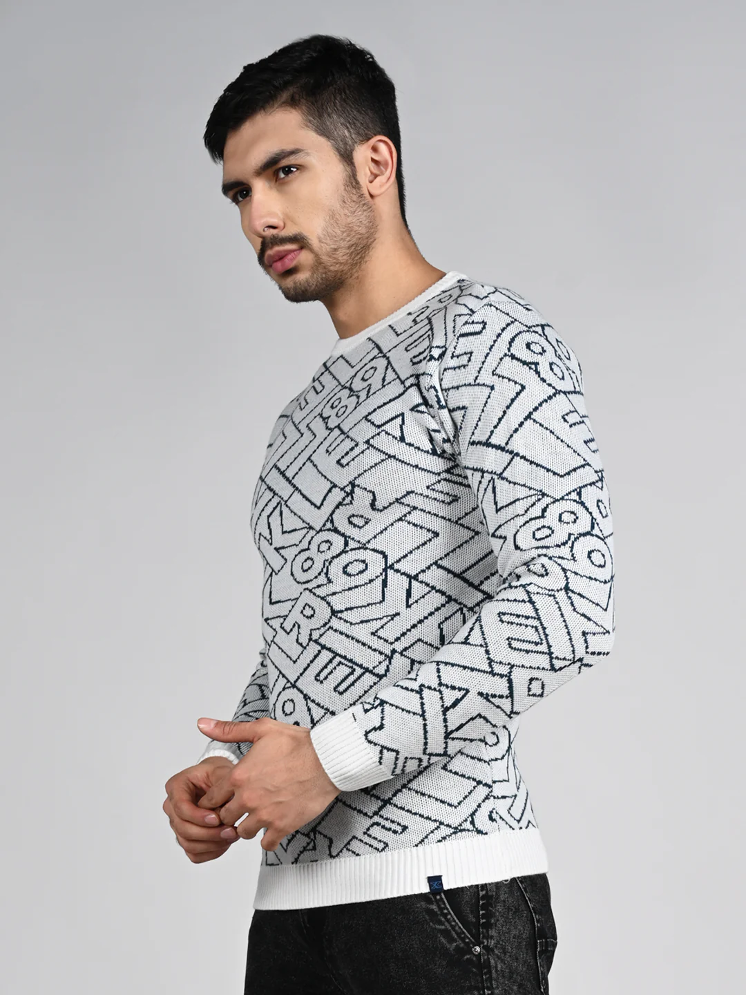 Killer Men Round Neck Off White Sweaters - Image 6