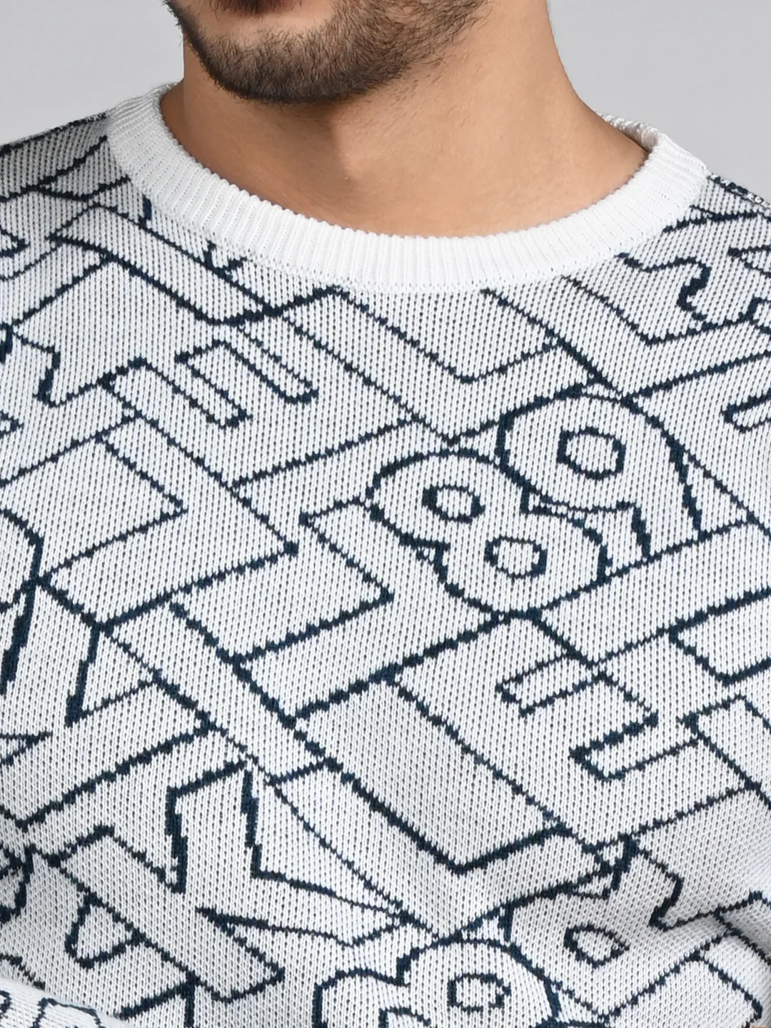 Killer Men Round Neck Off White Sweaters - Image 8