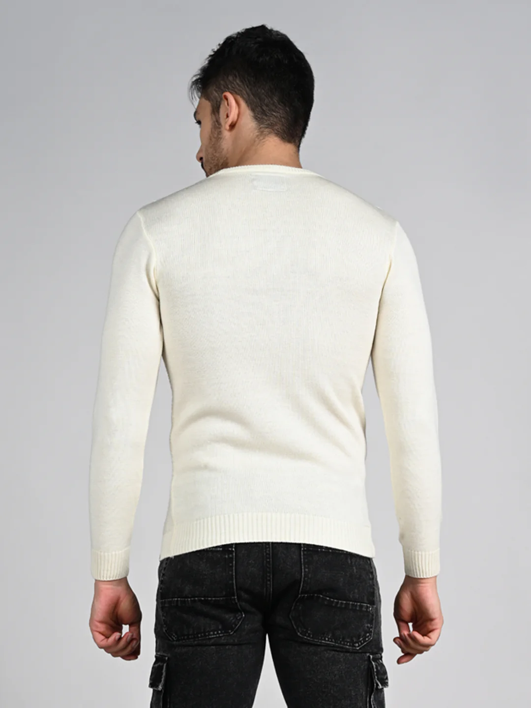 Killer Men Round Neck Off White Sweaters - Image 7