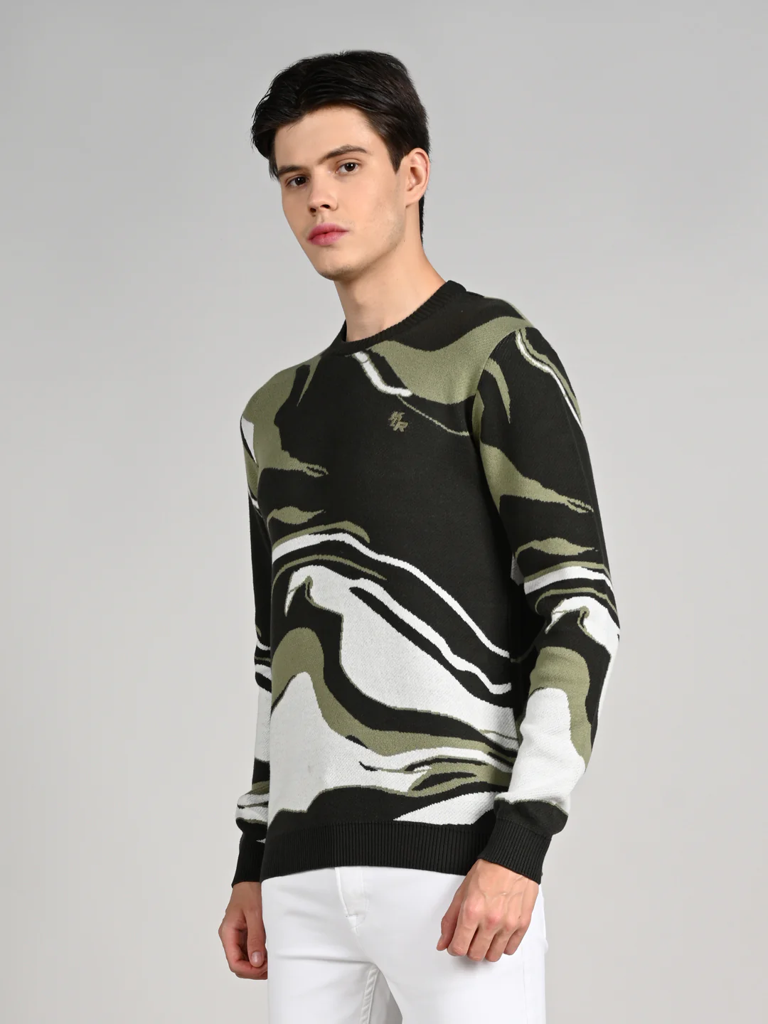 Killer Men Round Neck Olive Sweaters - Image 6