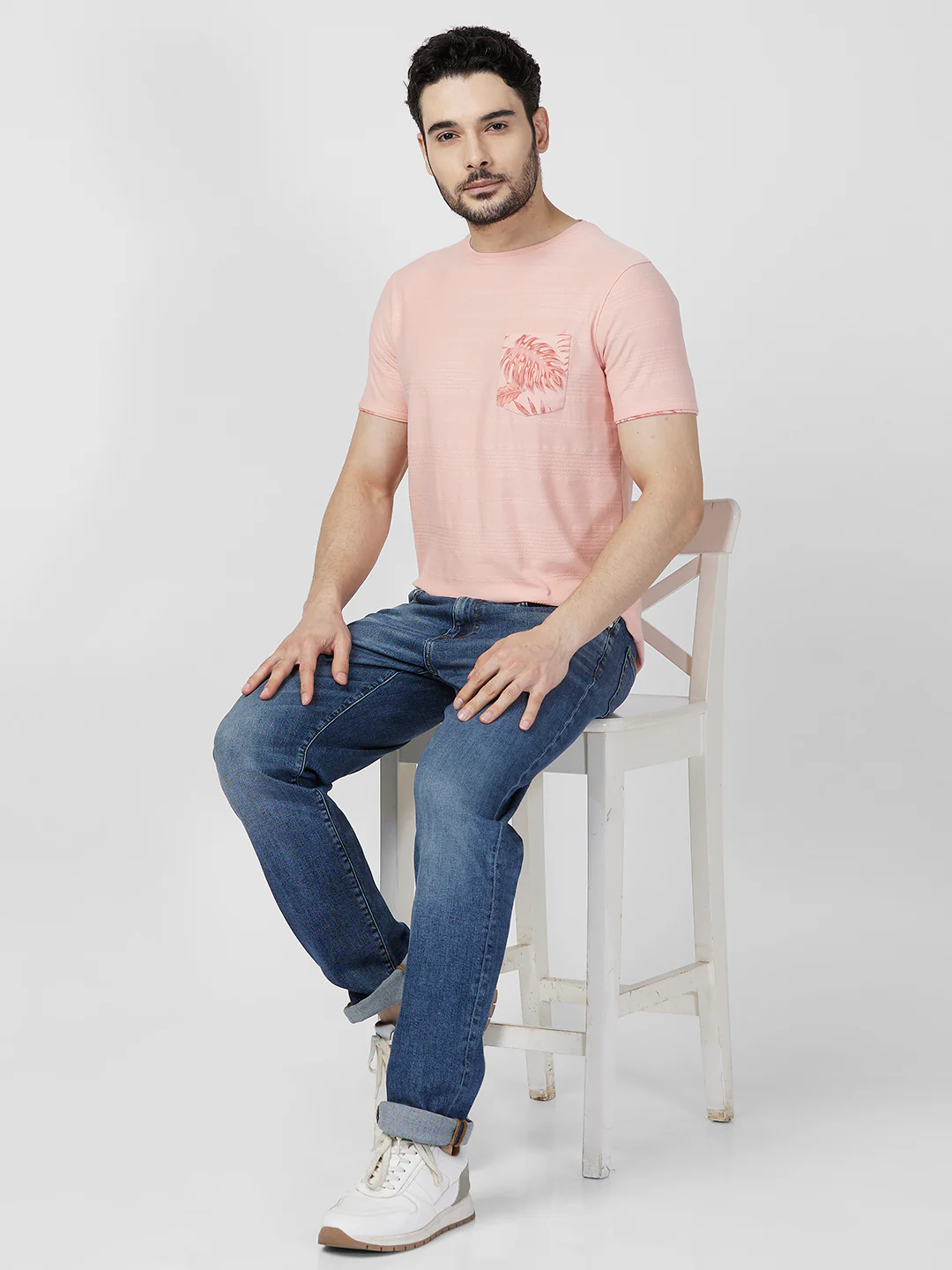 Killer Men Peach Printed Slim Fit T-Shirts - Image 8