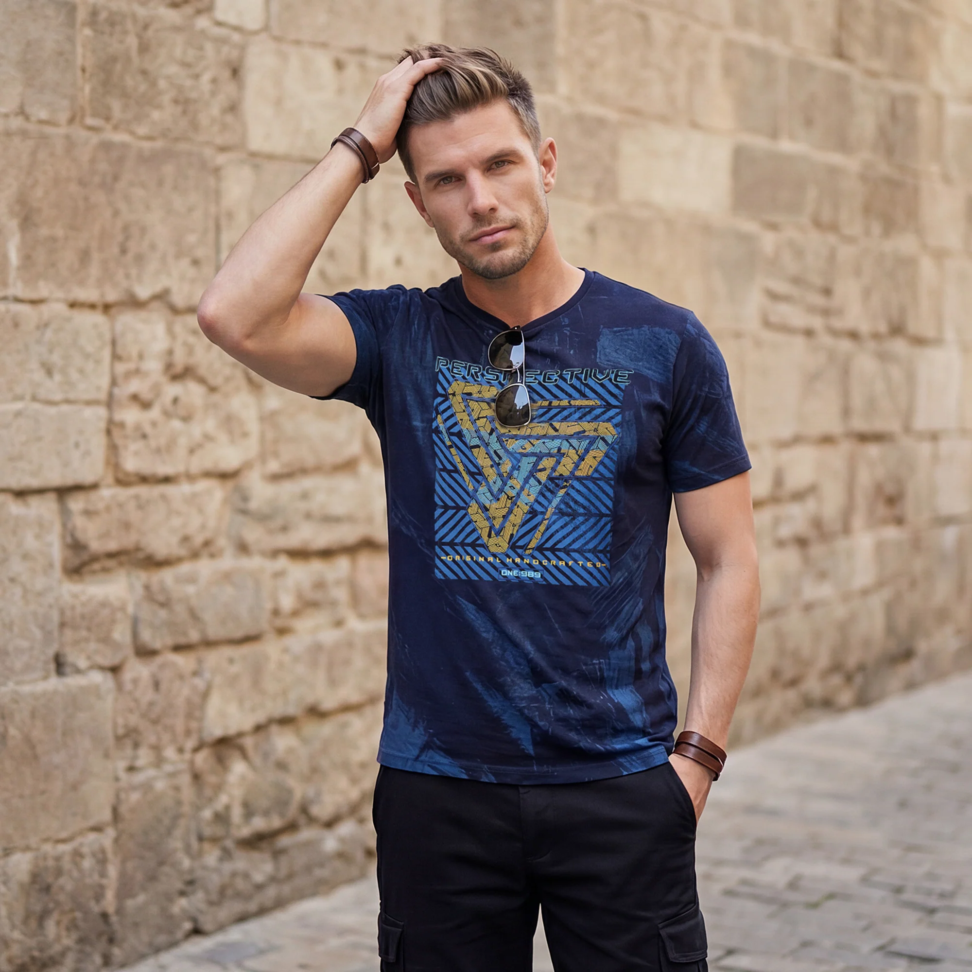 Killer Men Blue Printed Slim Fit T-Shirts - Image 2