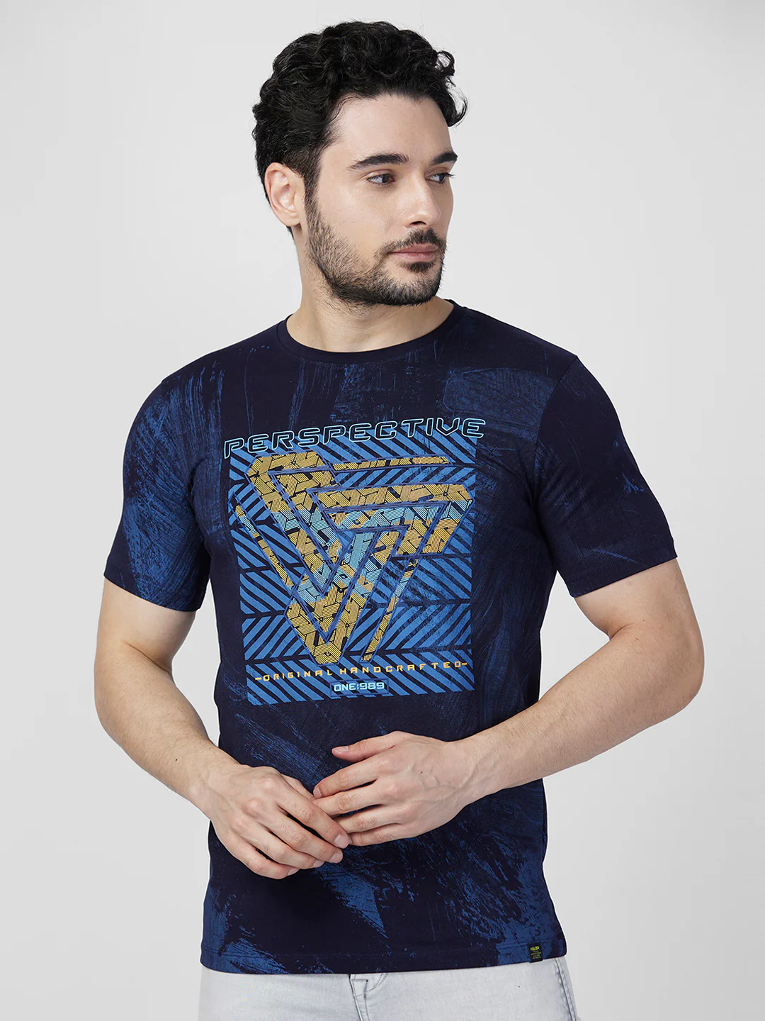 Killer Men Blue Printed Slim Fit T-Shirts - Image 3