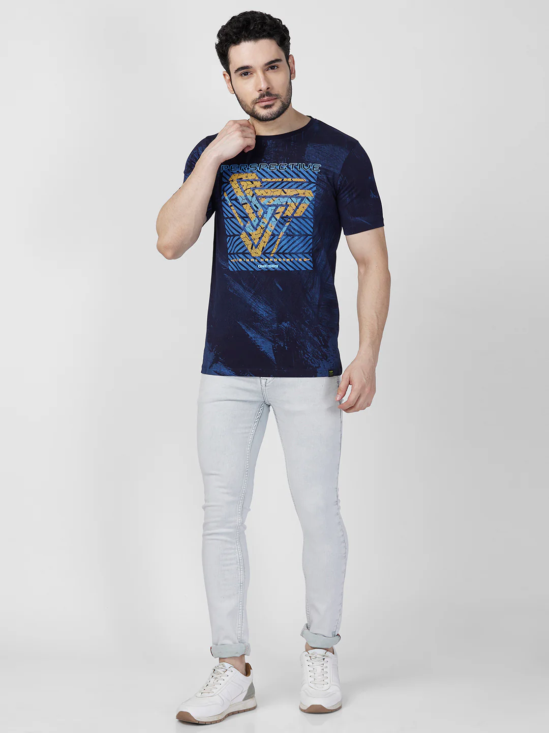 Killer Men Blue Printed Slim Fit T-Shirts - Image 4