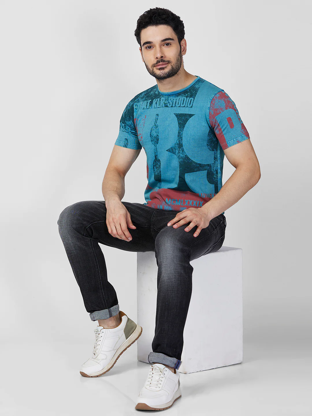 Killer Men Blue Printed Slim Fit T-Shirts - Image 8