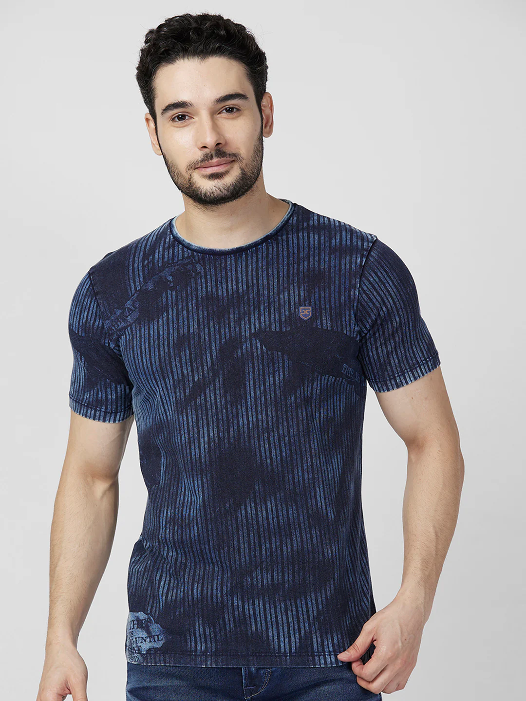Killer Men Blue Printed Slim Fit T-Shirts - Image 3