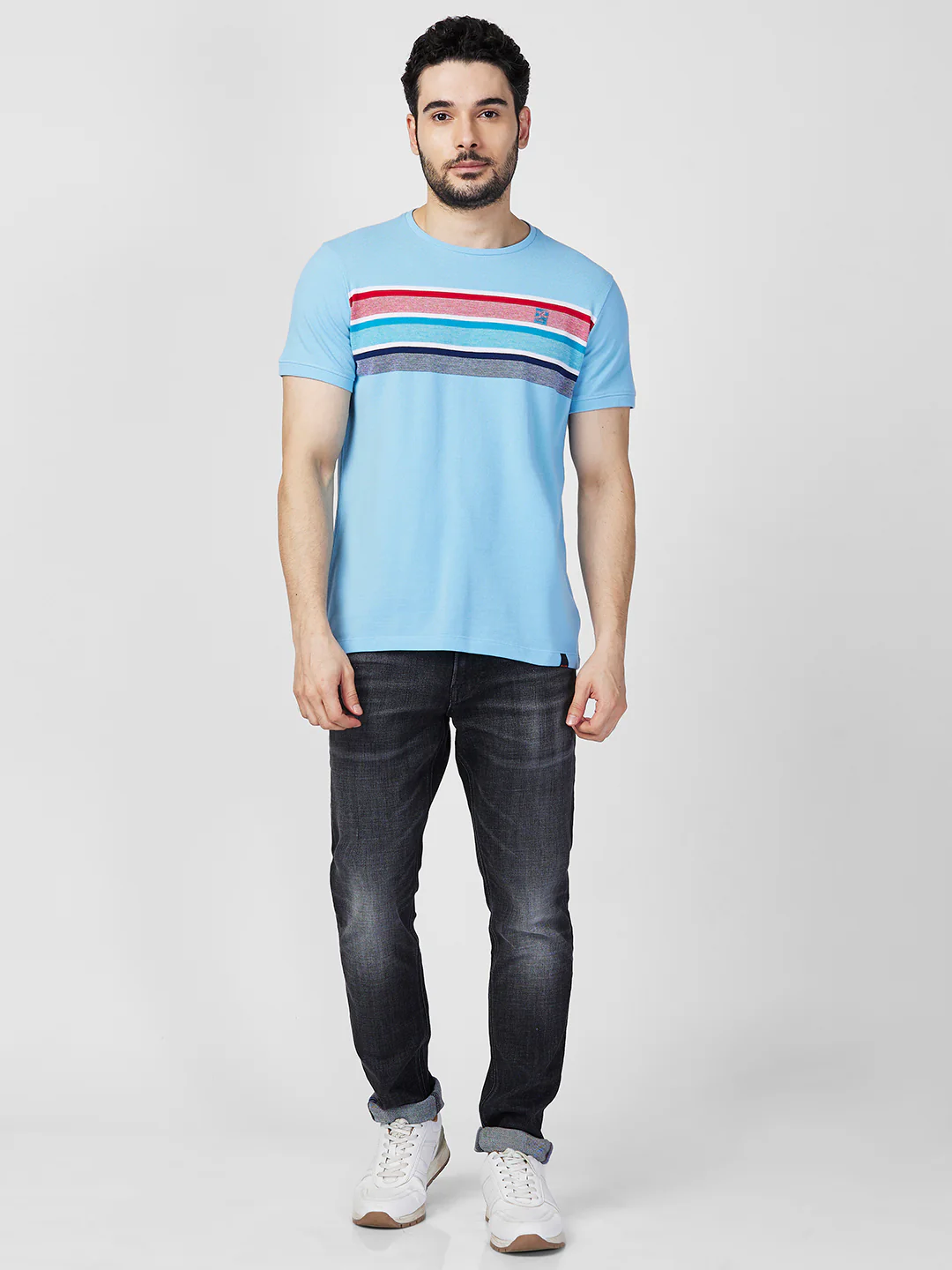 Killer Men Blue Printed Slim Fit T-Shirts - Image 4