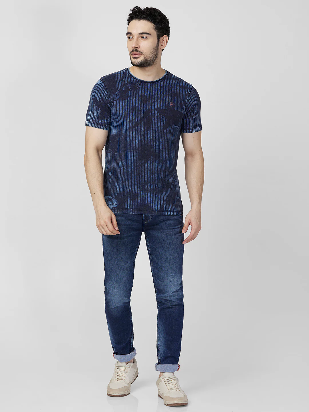Killer Men Blue Printed Slim Fit T-Shirts - Image 4