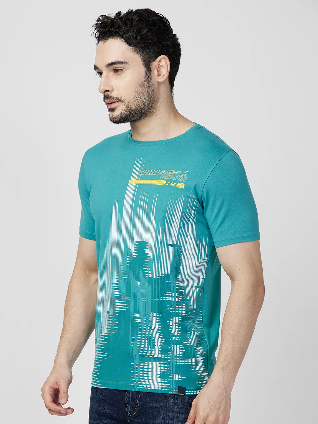 Killer Men Blue Printed Slim Fit T-Shirts - Image 6