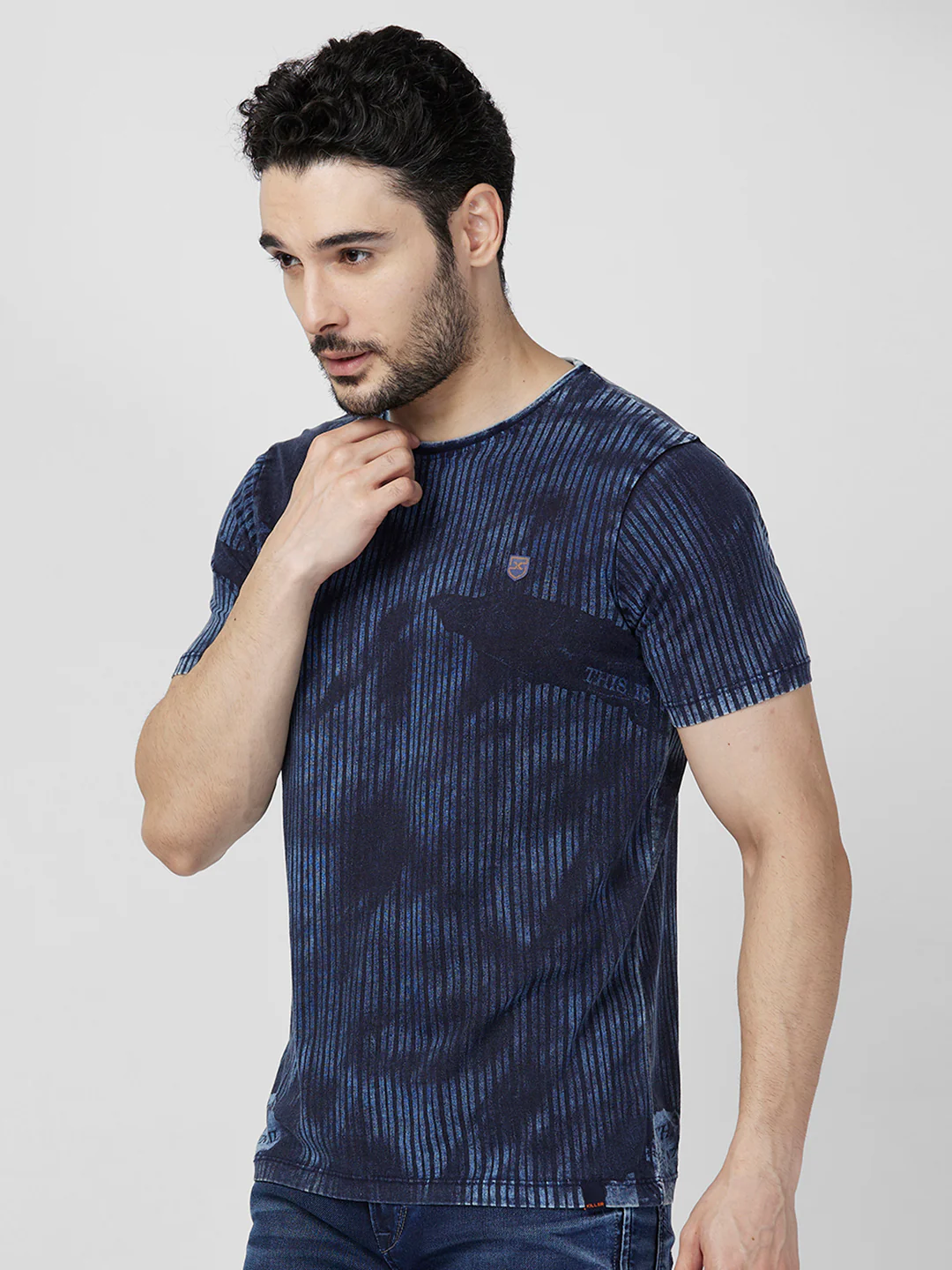 Killer Men Blue Printed Slim Fit T-Shirts - Image 6