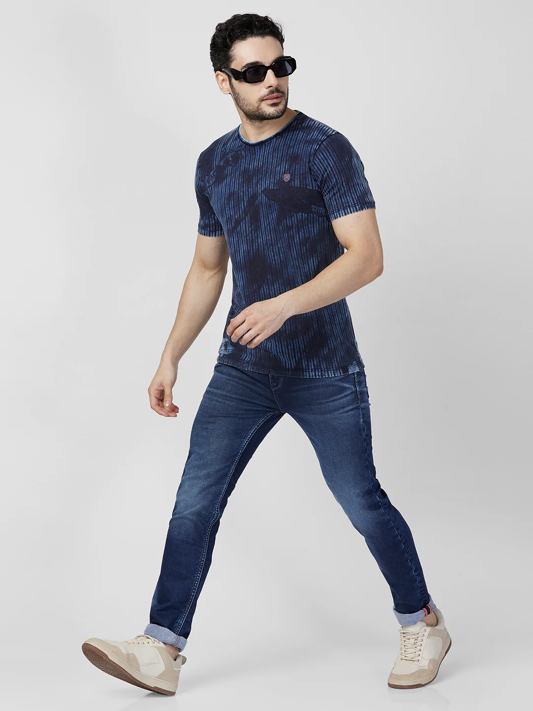 Killer Men Blue Printed Slim Fit T-Shirts - Image 8