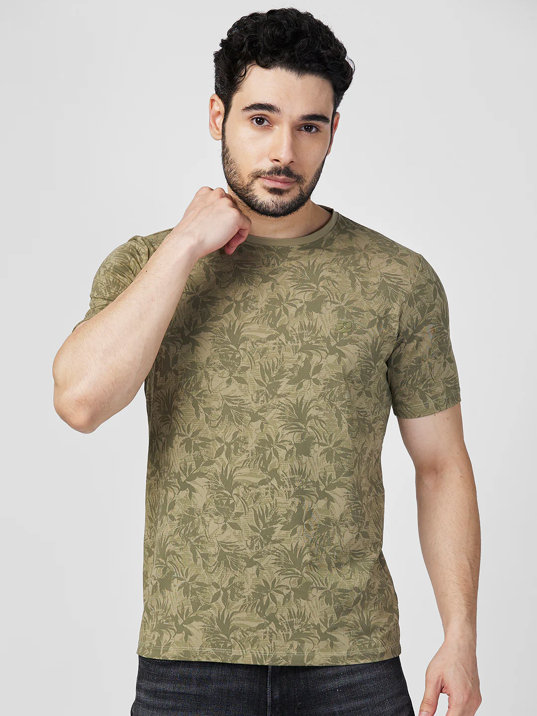 Killer Men Dark Green Printed Slim Fit T-Shirts - Image 3