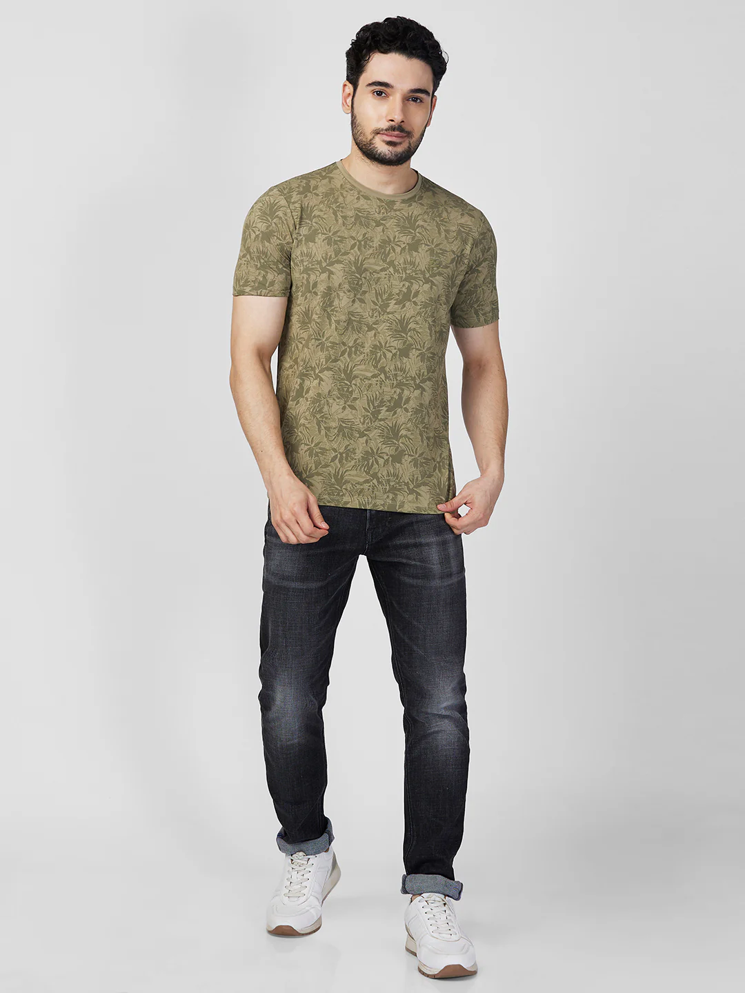 Killer Men Dark Green Printed Slim Fit T-Shirts - Image 4