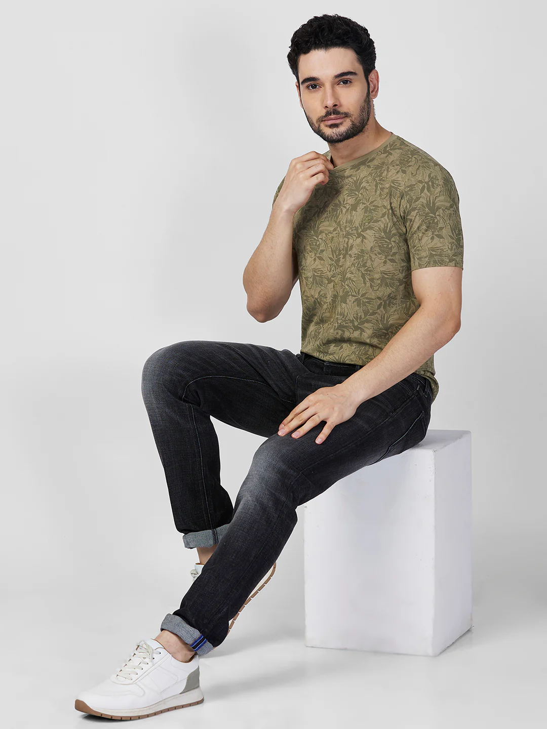 Killer Men Dark Green Printed Slim Fit T-Shirts - Image 8