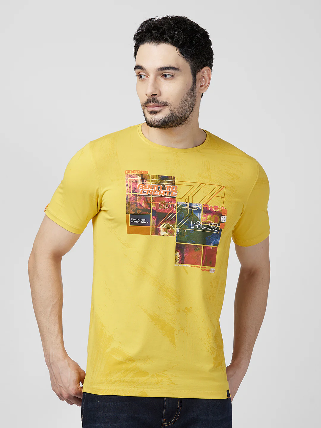 Killer Men Musturd Printed Slim Fit T-Shirts - Image 3