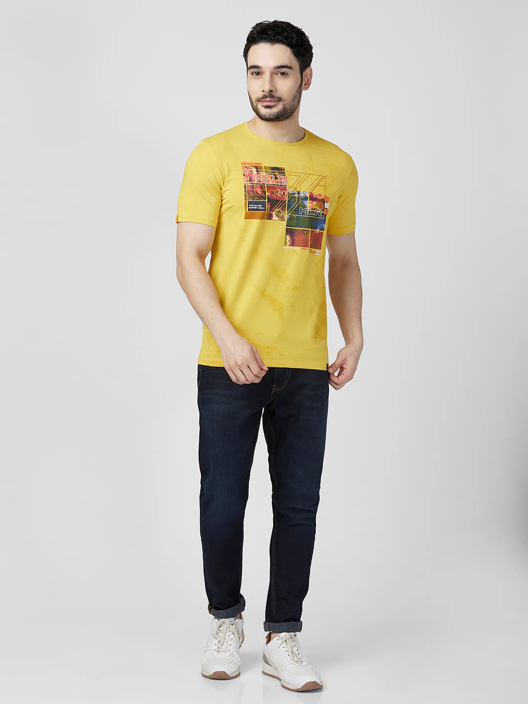 Killer Men Musturd Printed Slim Fit T-Shirts - Image 4