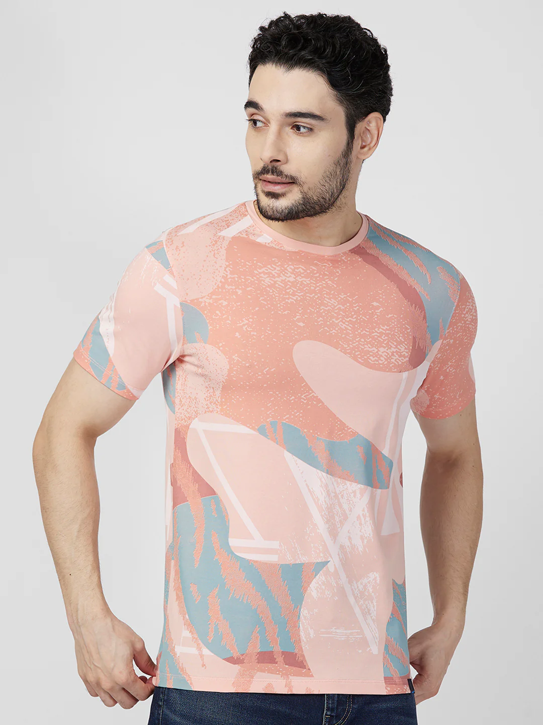 Killer Men Peach Printed Slim Fit T-Shirts - Image 3