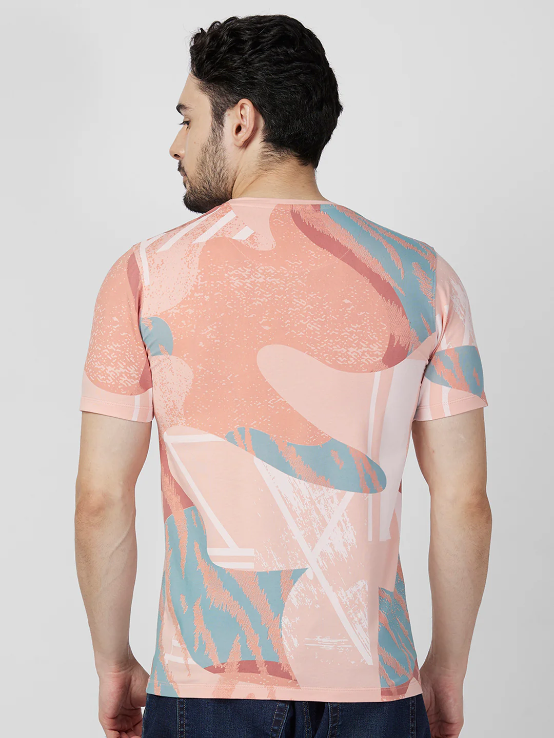 Killer Men Peach Printed Slim Fit T-Shirts - Image 5