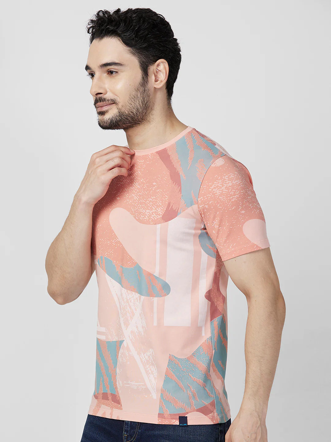 Killer Men Peach Printed Slim Fit T-Shirts - Image 6