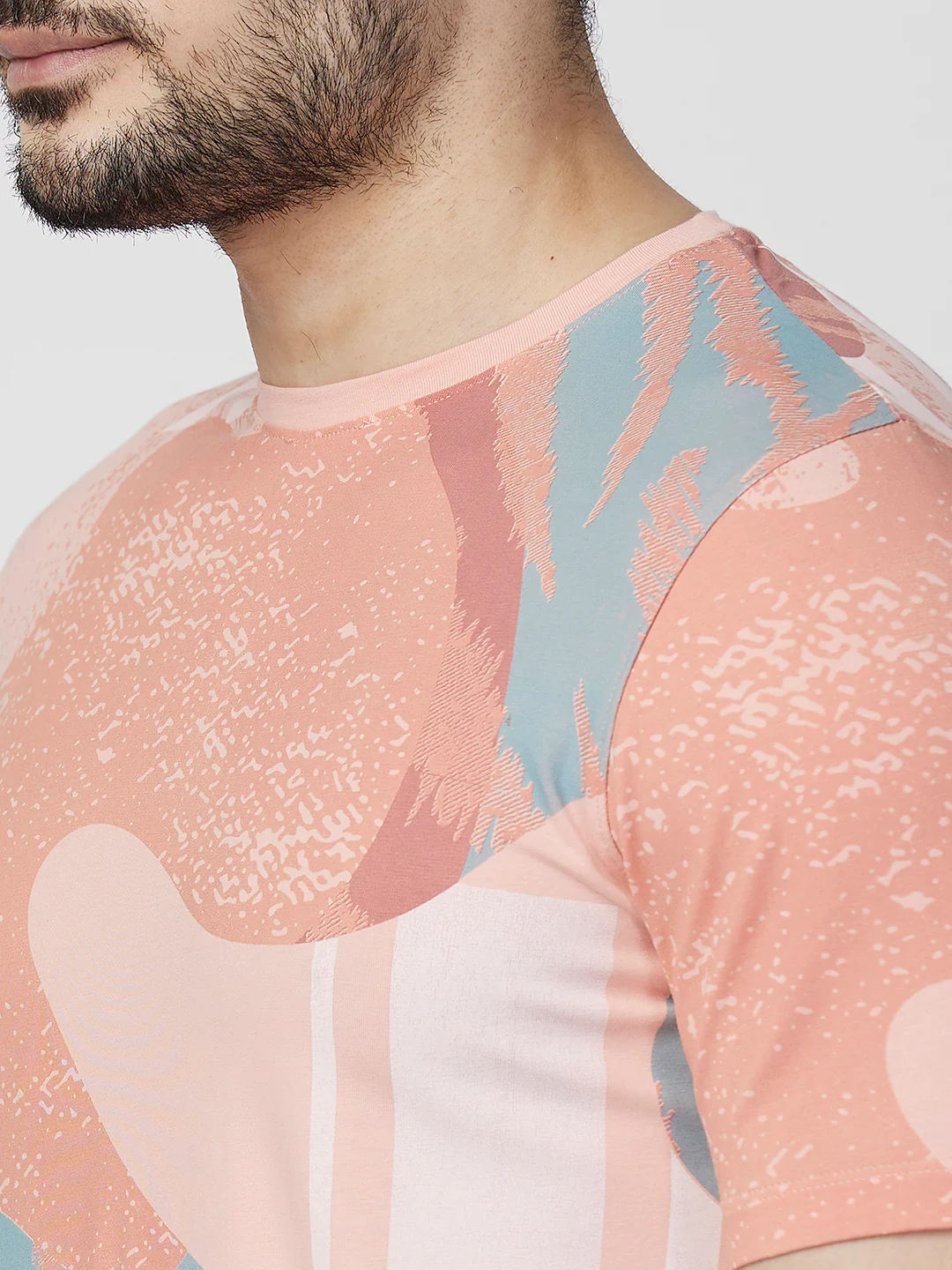 Killer Men Peach Printed Slim Fit T-Shirts - Image 7