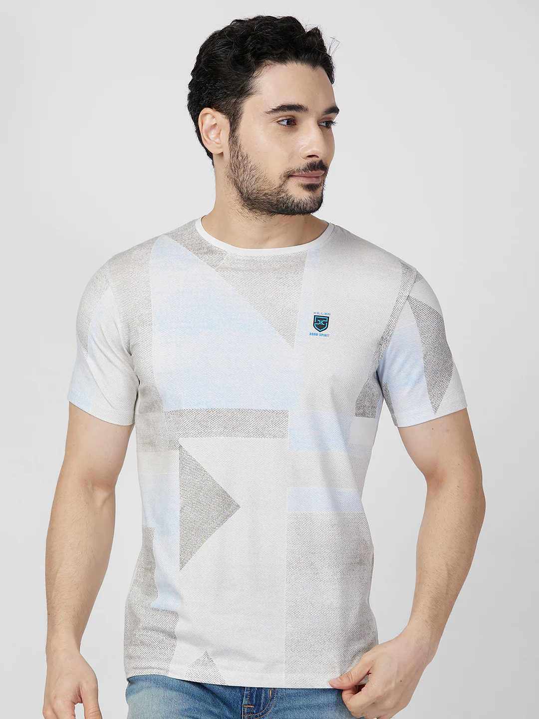 Killer Men White Printed Slim Fit T-Shirts - Image 3