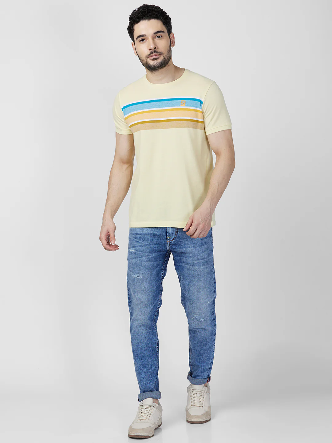 Killer Men Yellow Printed Slim Fit T-Shirts - Image 4