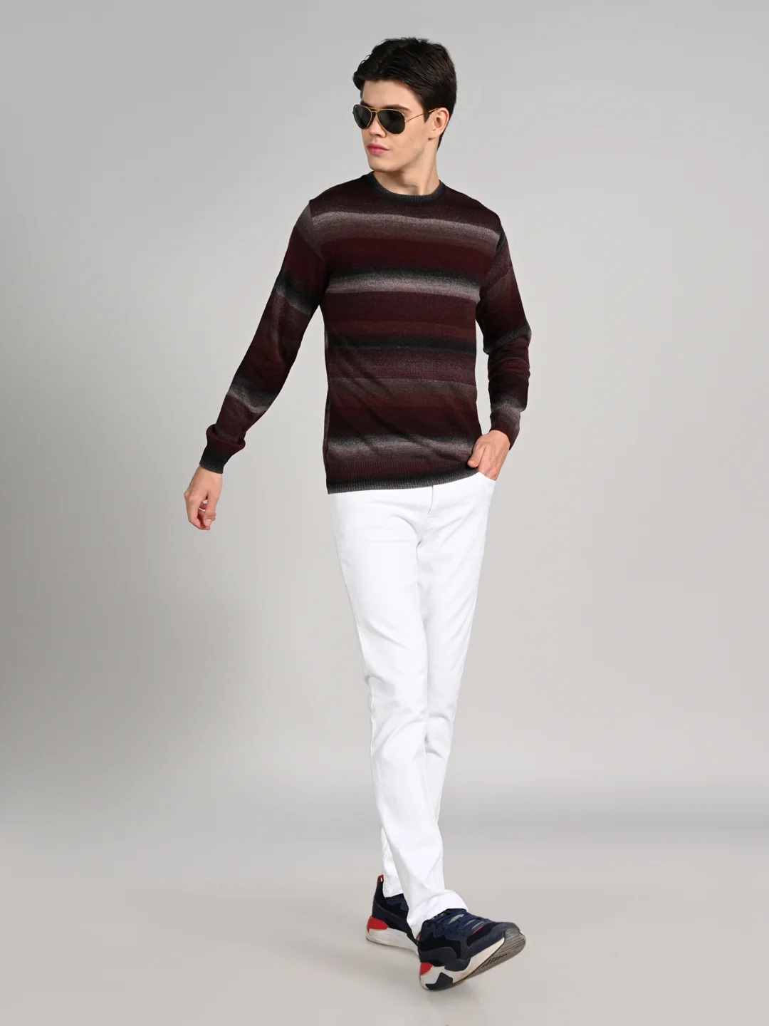 Killer Men Round Neck Wine Sweaters - Image 3