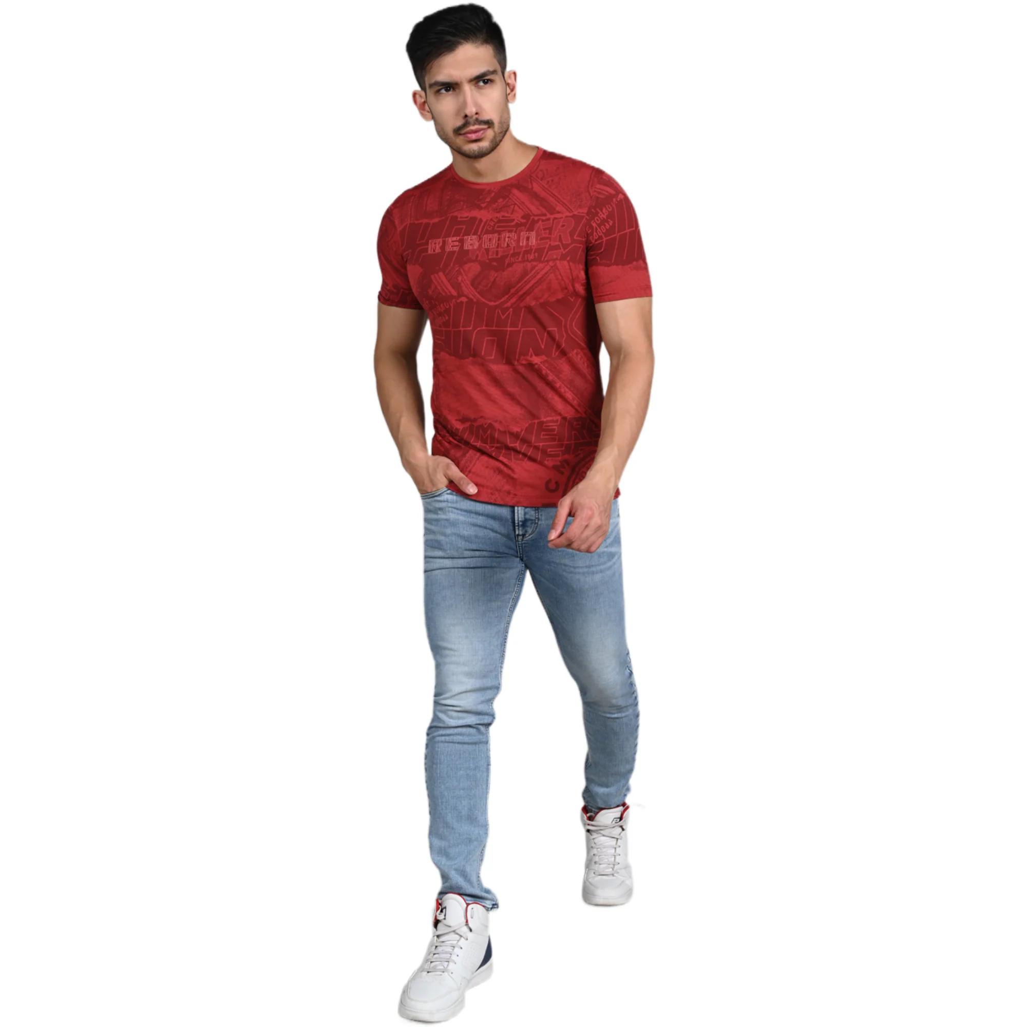 Killer Men Red Printed Slim Fit T-Shirt - Image 3
