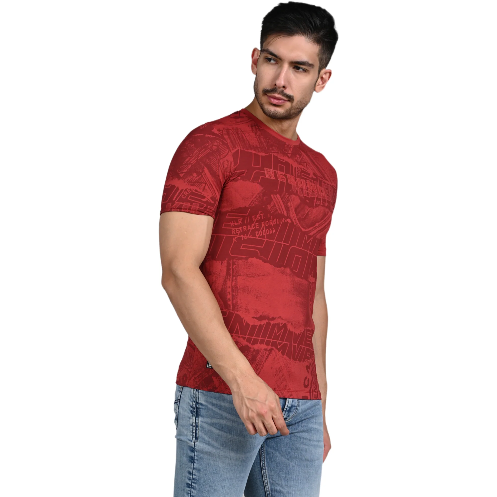 Killer Men Red Printed Slim Fit T-Shirt - Image 5