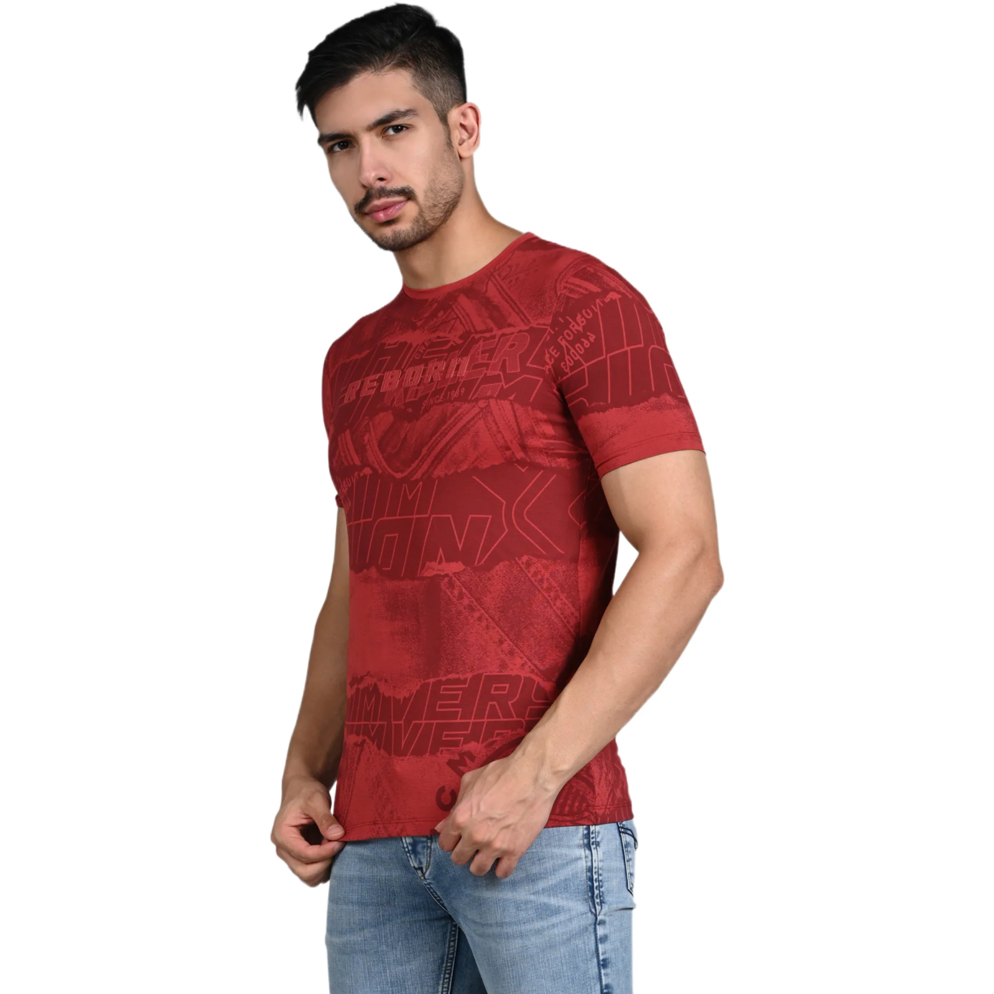 Killer Men Red Printed Slim Fit T-Shirt - Image 6