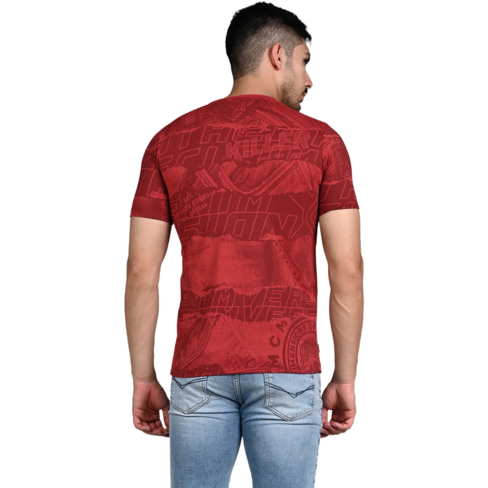 Killer Men Red Printed Slim Fit T-Shirt - Image 8