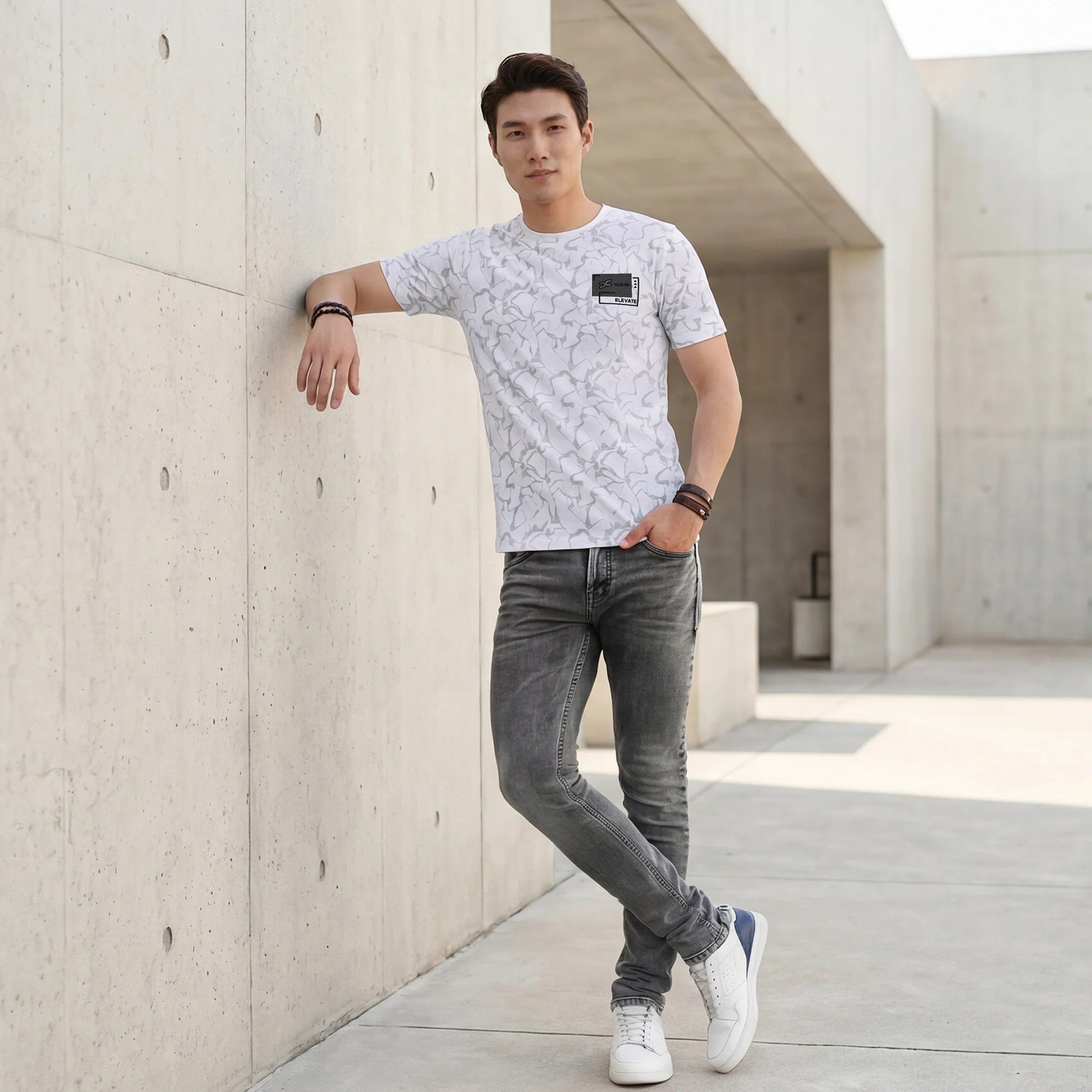 Killer Men White Printed Slim Fit T-Shirt