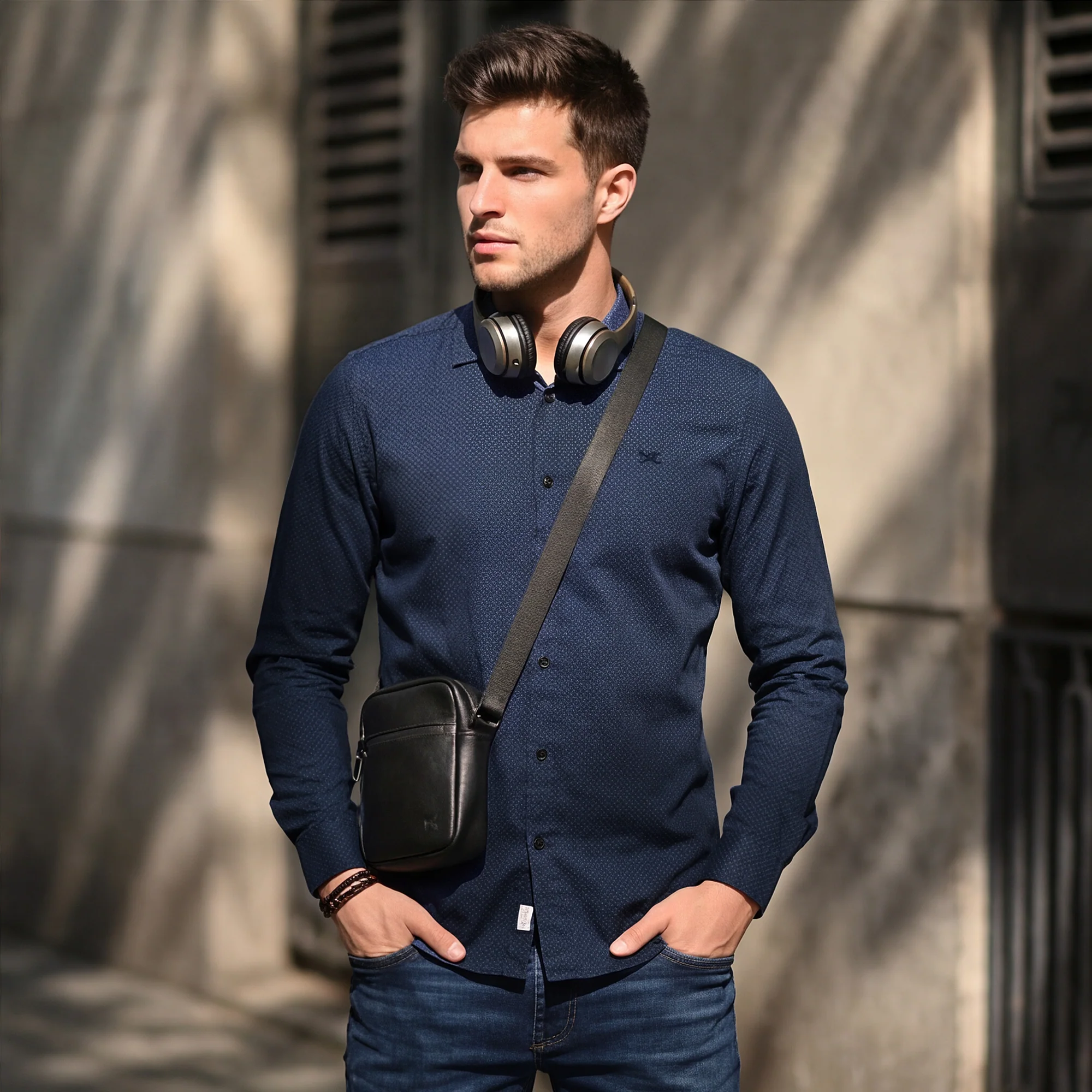Full Sleeves Slim Fit Slate Grey Heavy Dobby Solid Shirt - Image 2
