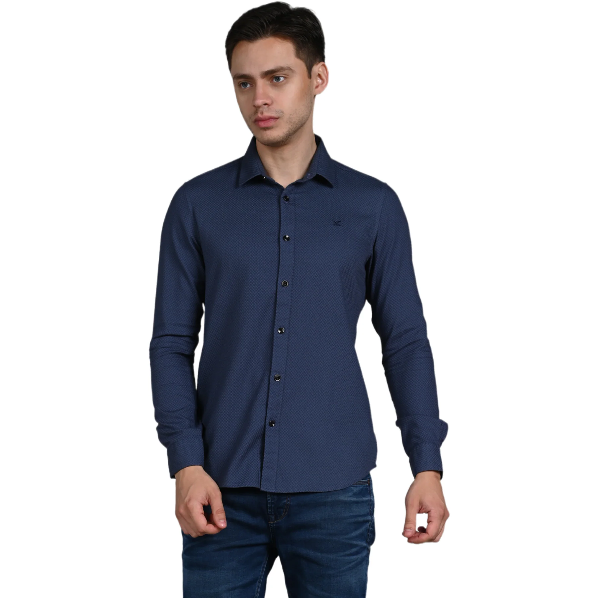 Full Sleeves Slim Fit Slate Grey Heavy Dobby Solid Shirt - Image 4