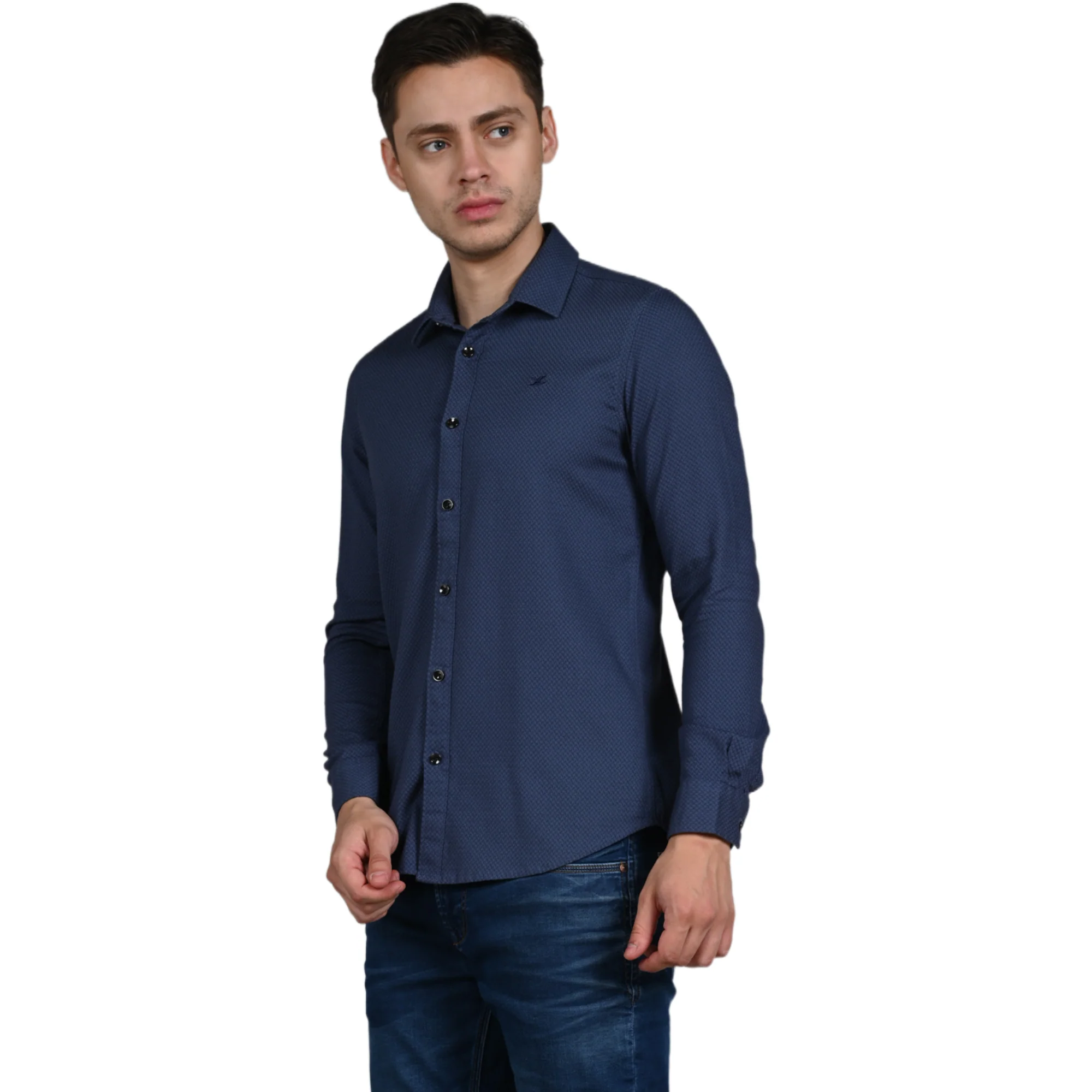 Full Sleeves Slim Fit Slate Grey Heavy Dobby Solid Shirt - Image 5